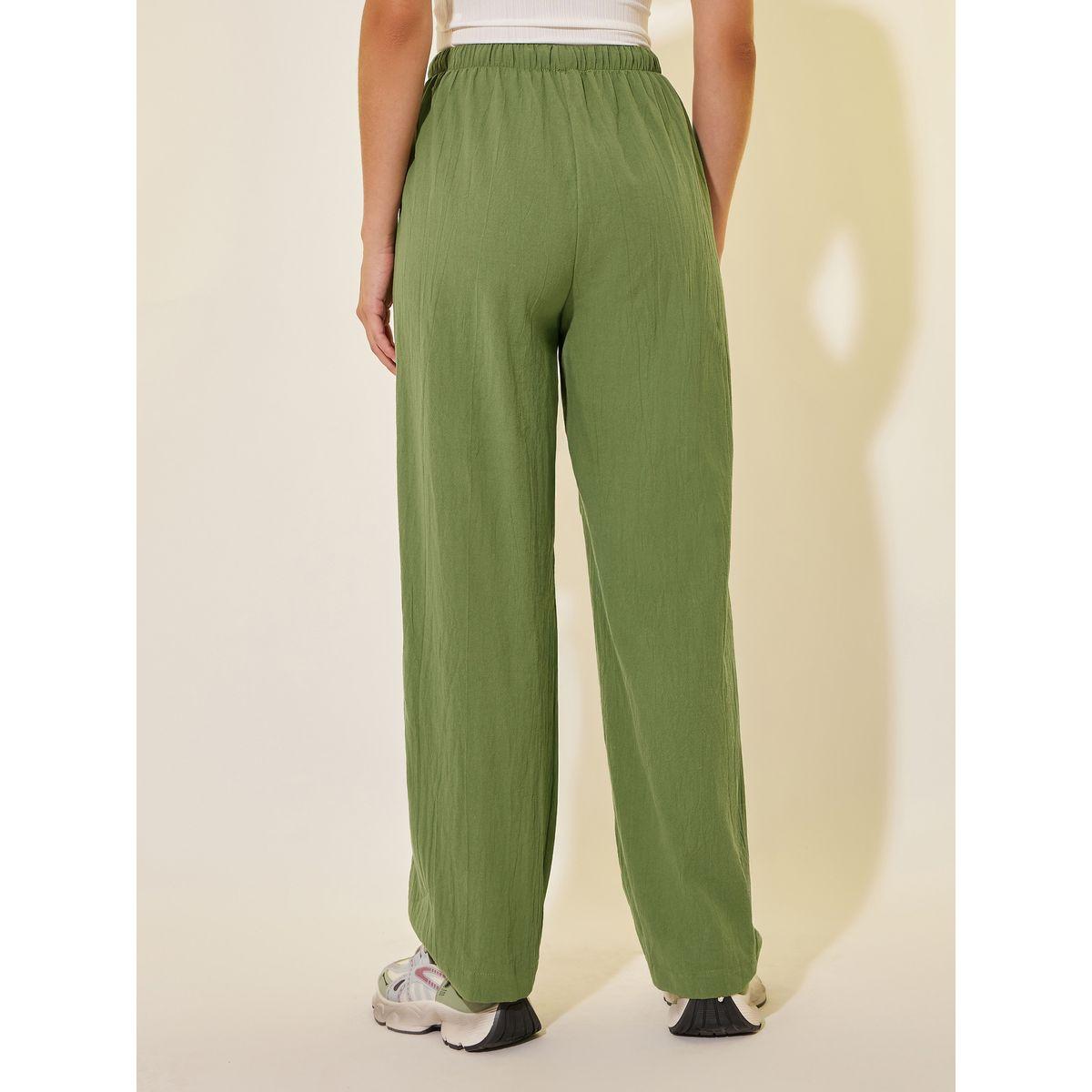بنطال سادة بقصة مستقيمة وخصر مطاطي-women-clothing-bottoms-trousers-image-4
