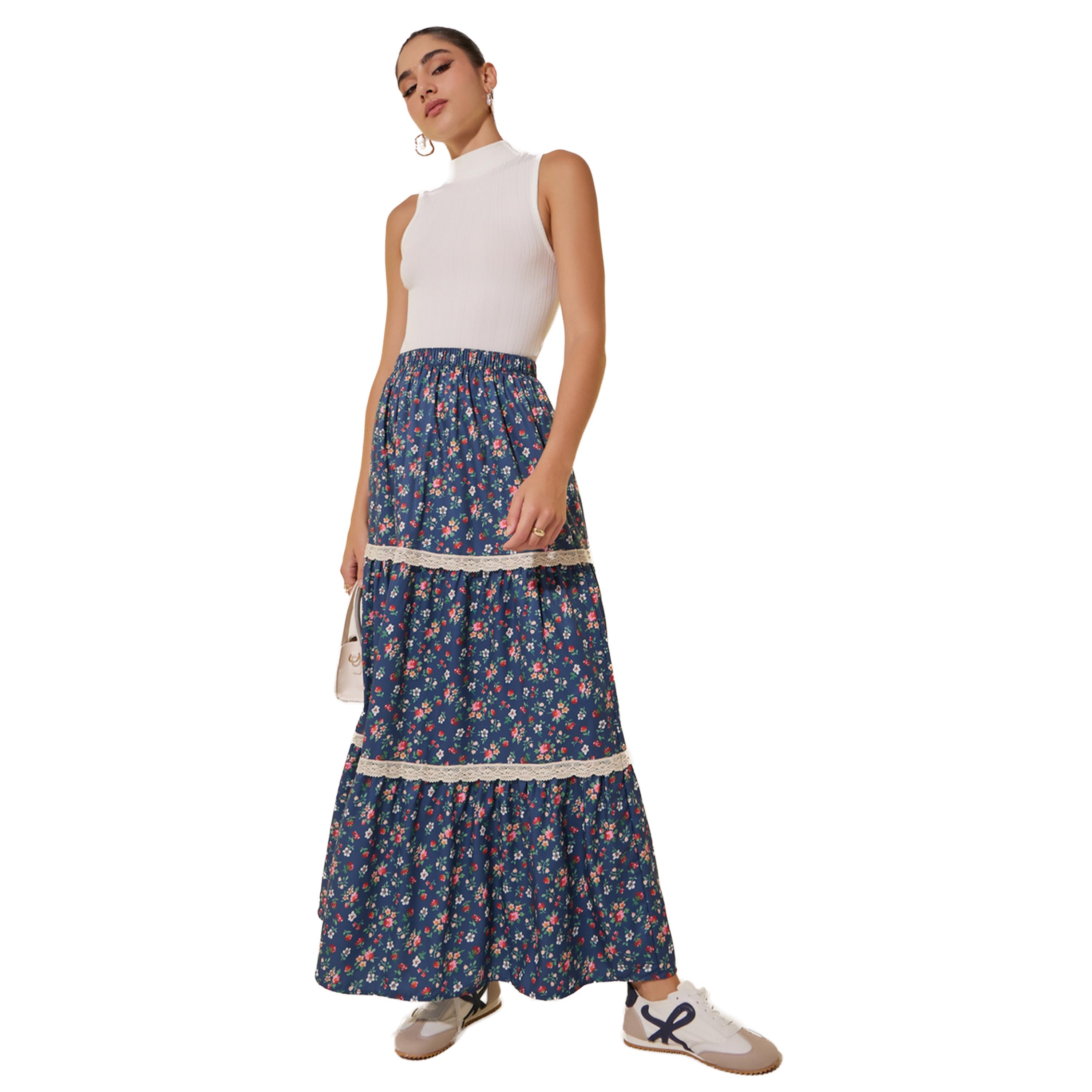Styli Floral Printed A-Line High Rise Skirt-women-clothing-bottoms-skirts-image-1