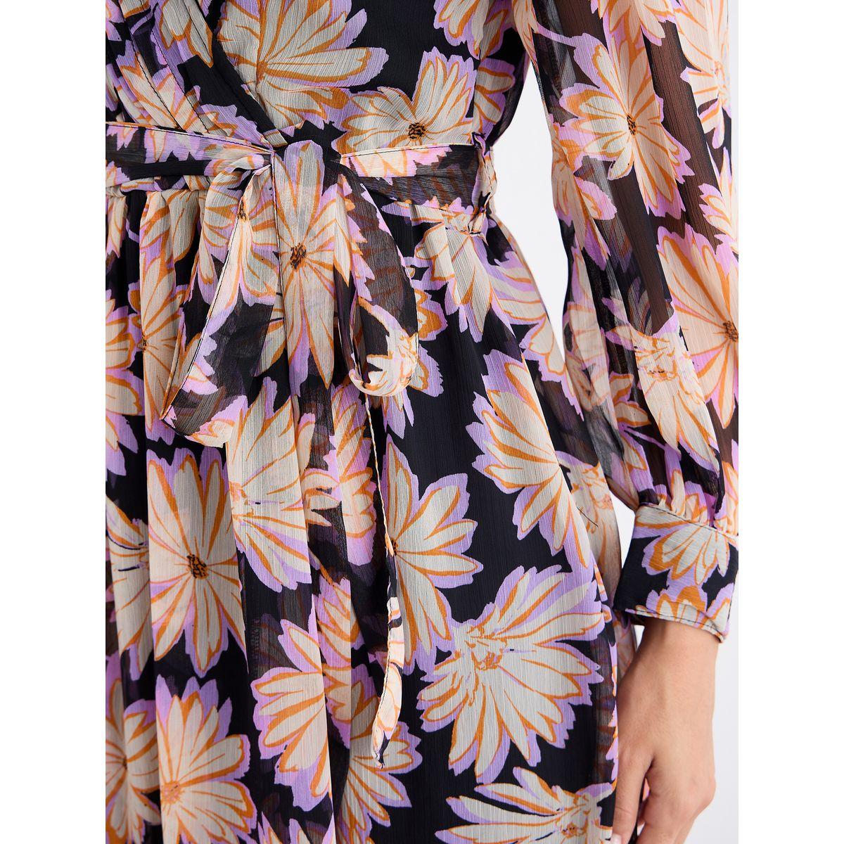 فستان طويل مطبع بزهور وأكمام بالون-women-clothing-dresses-image-4