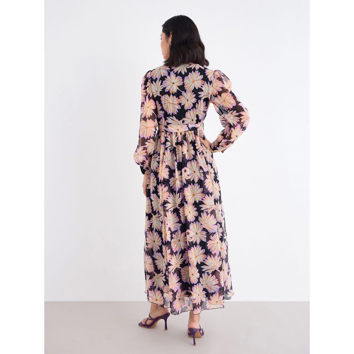 فستان طويل مطبع بزهور وأكمام بالون-women-clothing-dresses-image-5