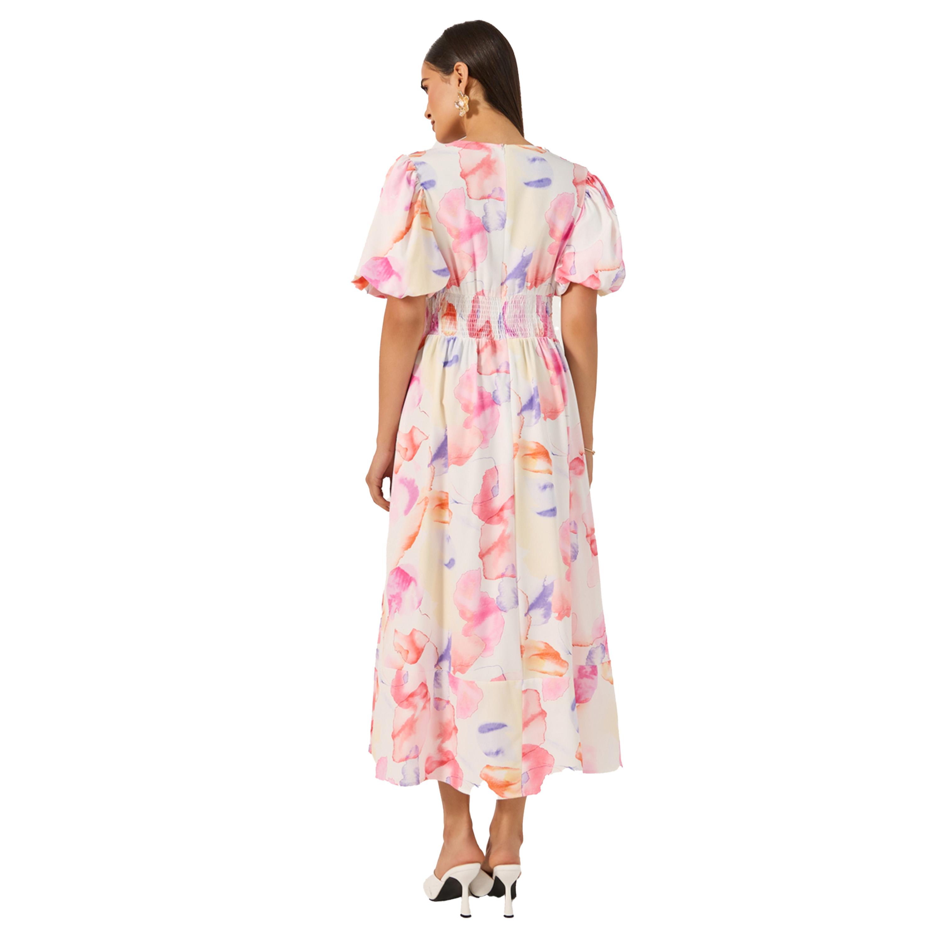 ستايلي - فستان ماكسي بطبعة زهور وأكمام منفوخة-women-clothing-dresses-image-6