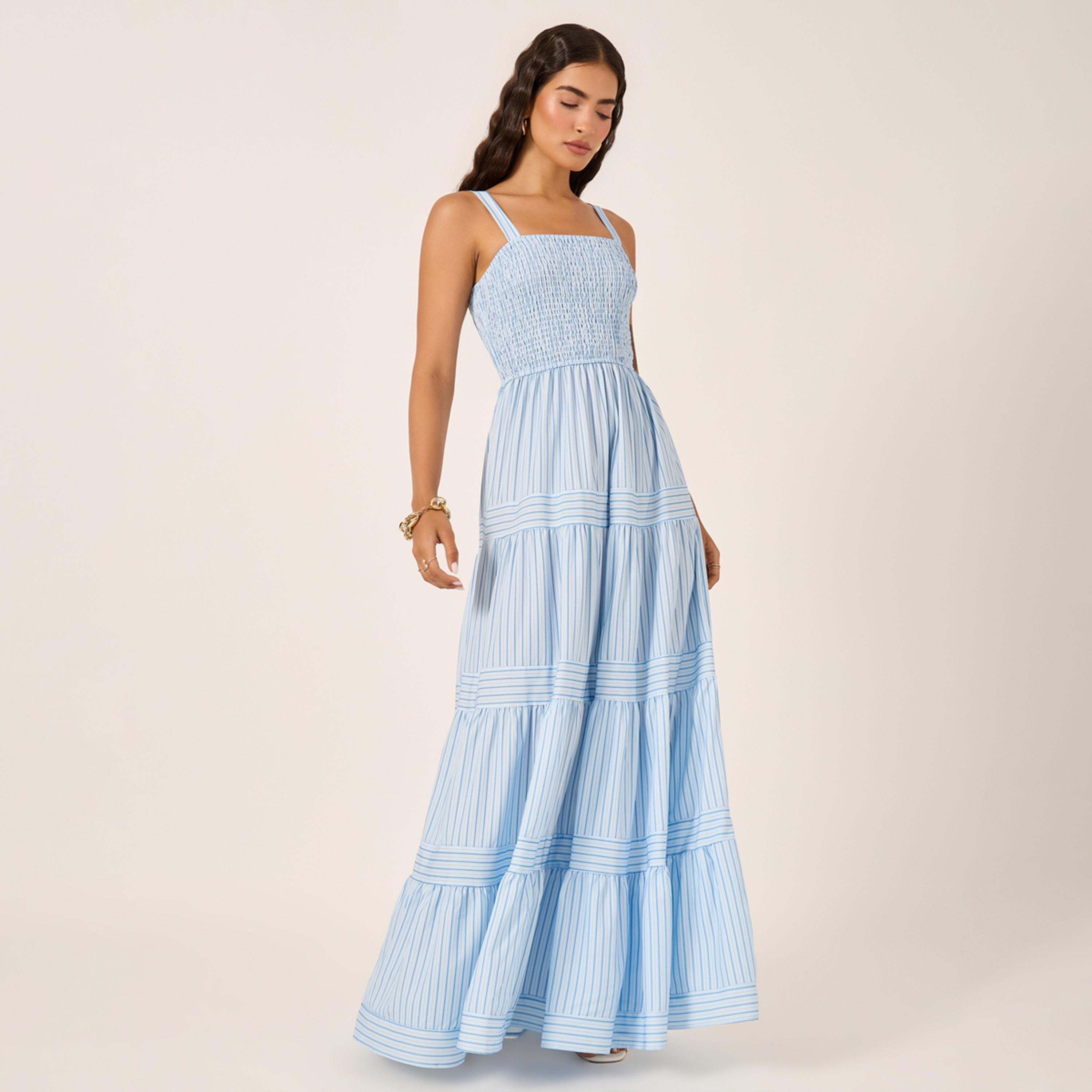 ستايلي - فستان ماكسي مخطط متعدد الطبقات-women-clothing-dresses-image-2