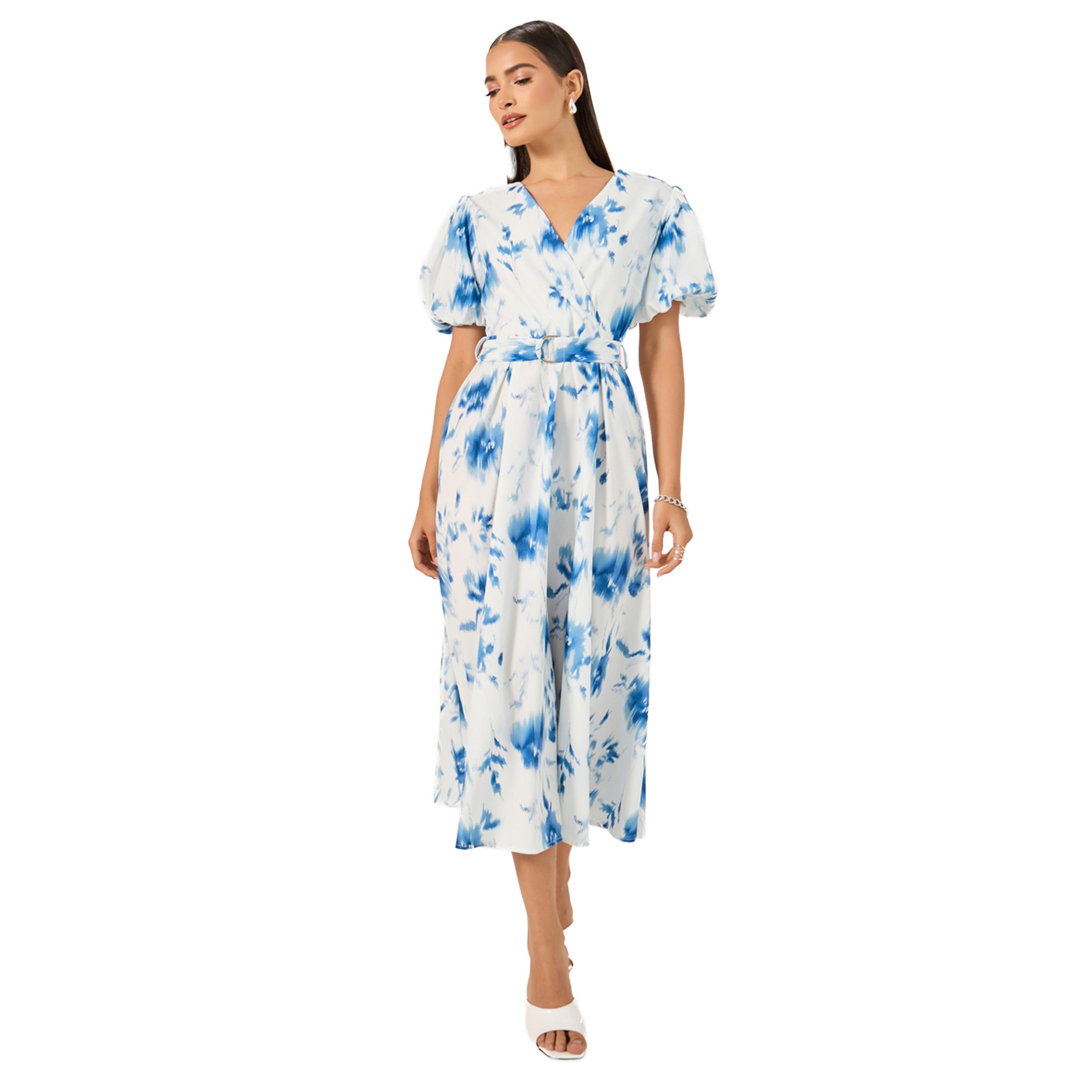 ستايلي - فستان ماكسي بطبعة زهور وأكمام منفوخة-women-clothing-dresses-image-2