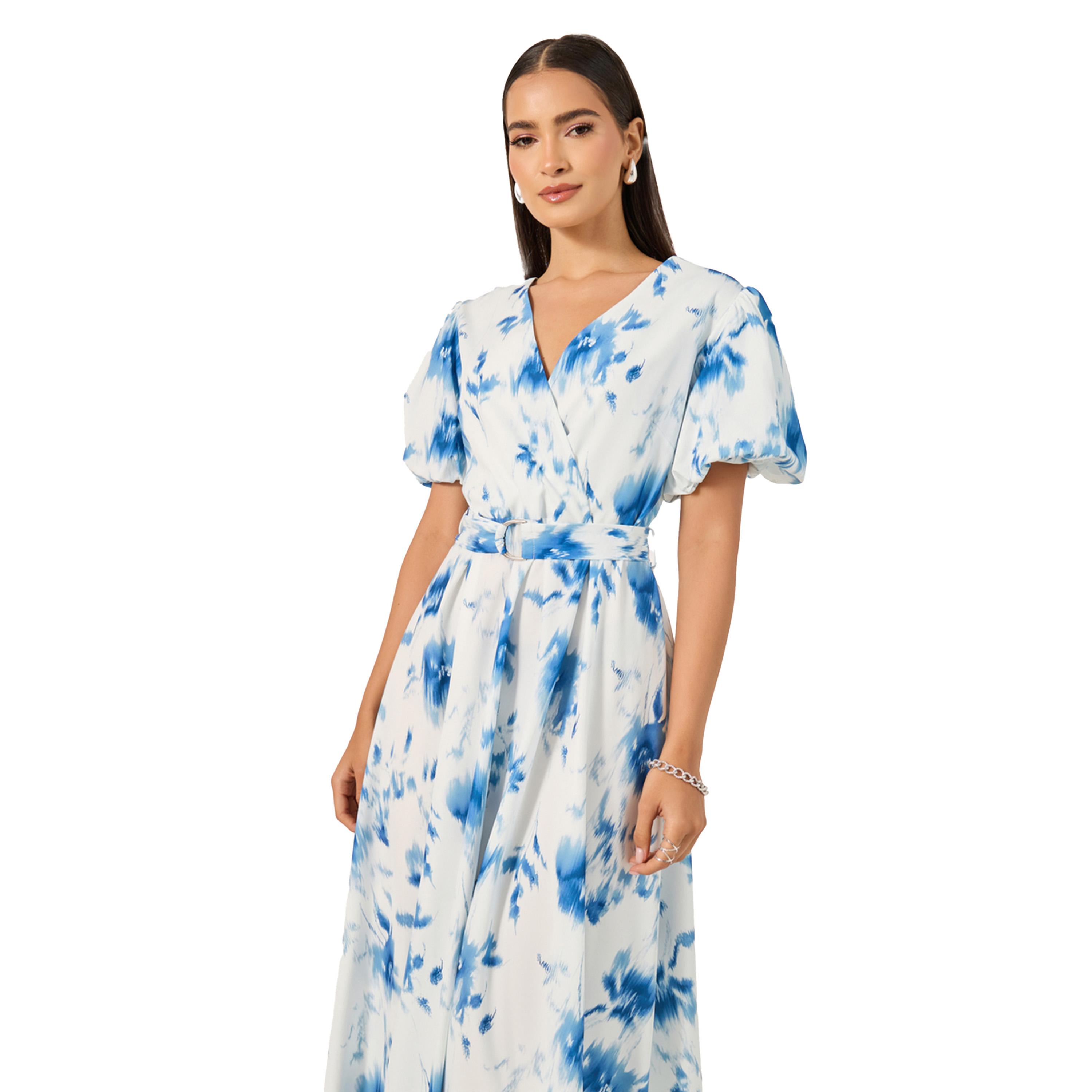 ستايلي - فستان ماكسي بطبعة زهور وأكمام منفوخة-women-clothing-dresses-image-3