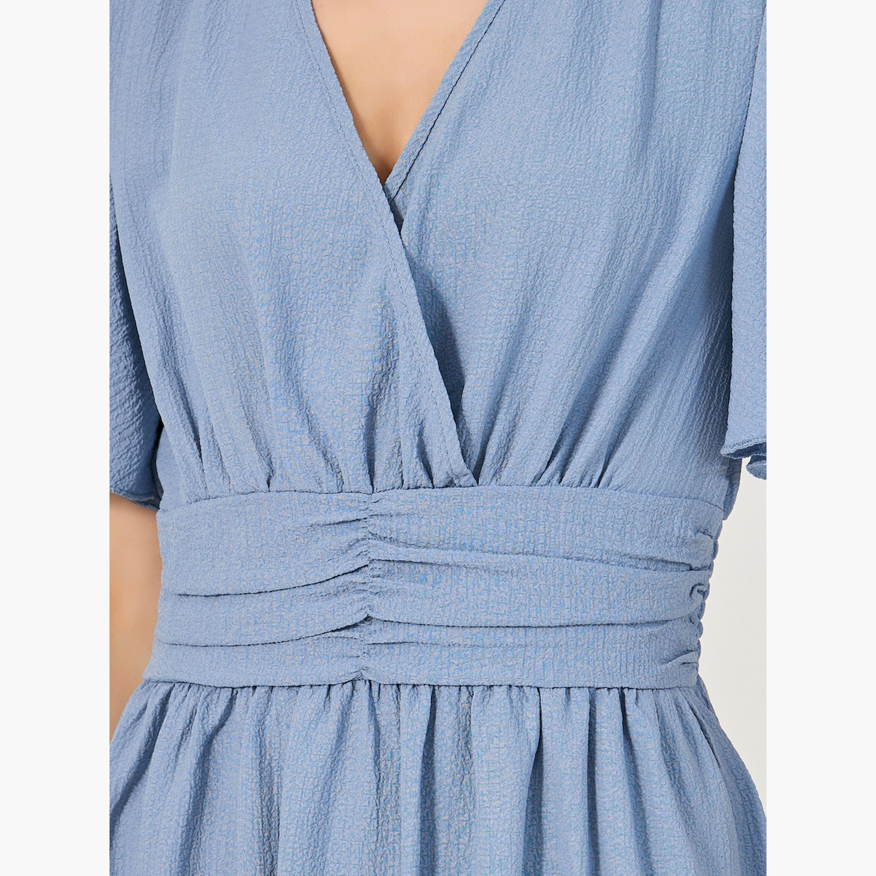 Styli Plain Flared Sleeves A-Line Maxi Dress-women-clothing-dresses-image-4
