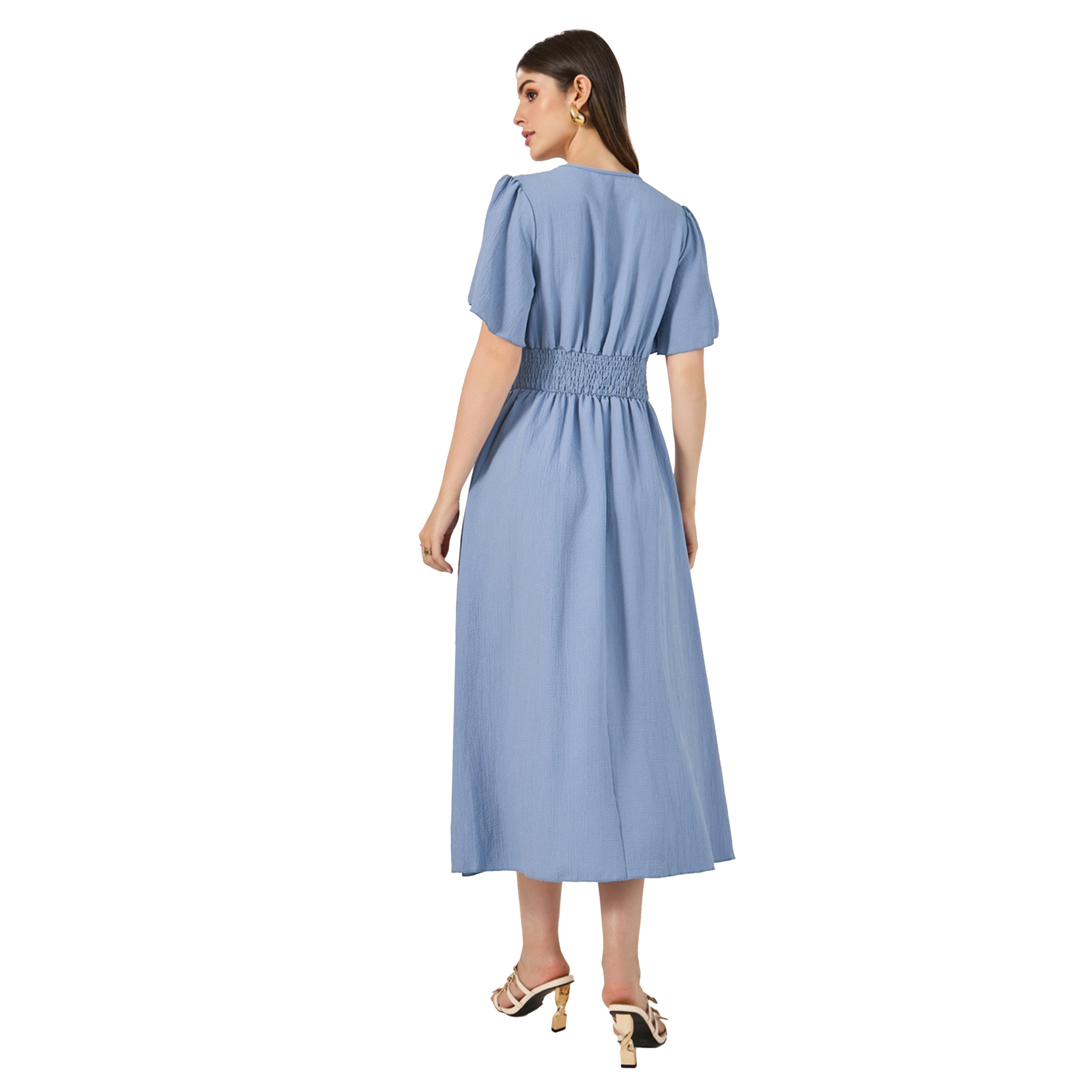 Styli Plain Flared Sleeves A-Line Maxi Dress-women-clothing-dresses-image-5
