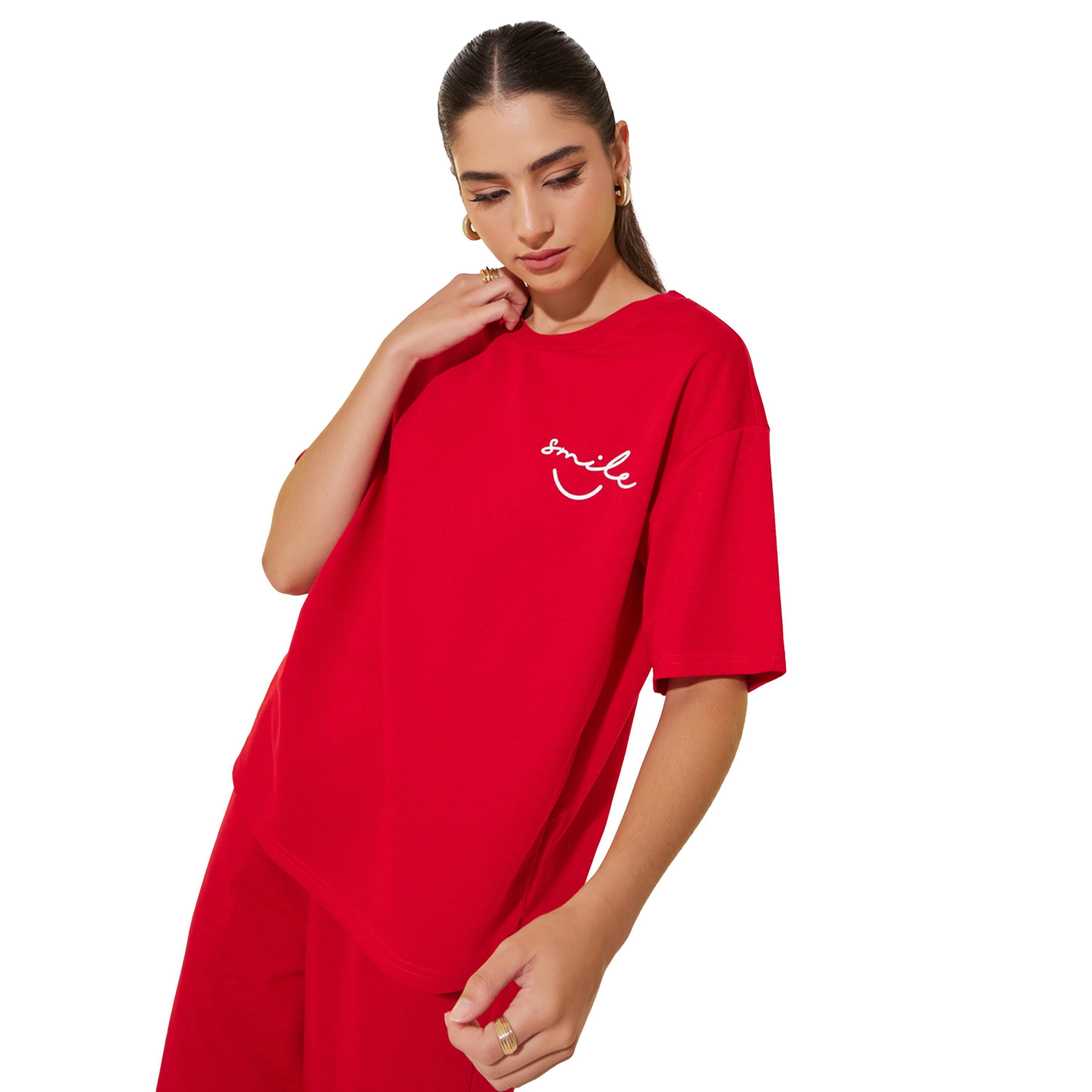 Take Two Knitted Solid Regular T-Shirt and Trousers Set-women-clothing-coordsets-image-3