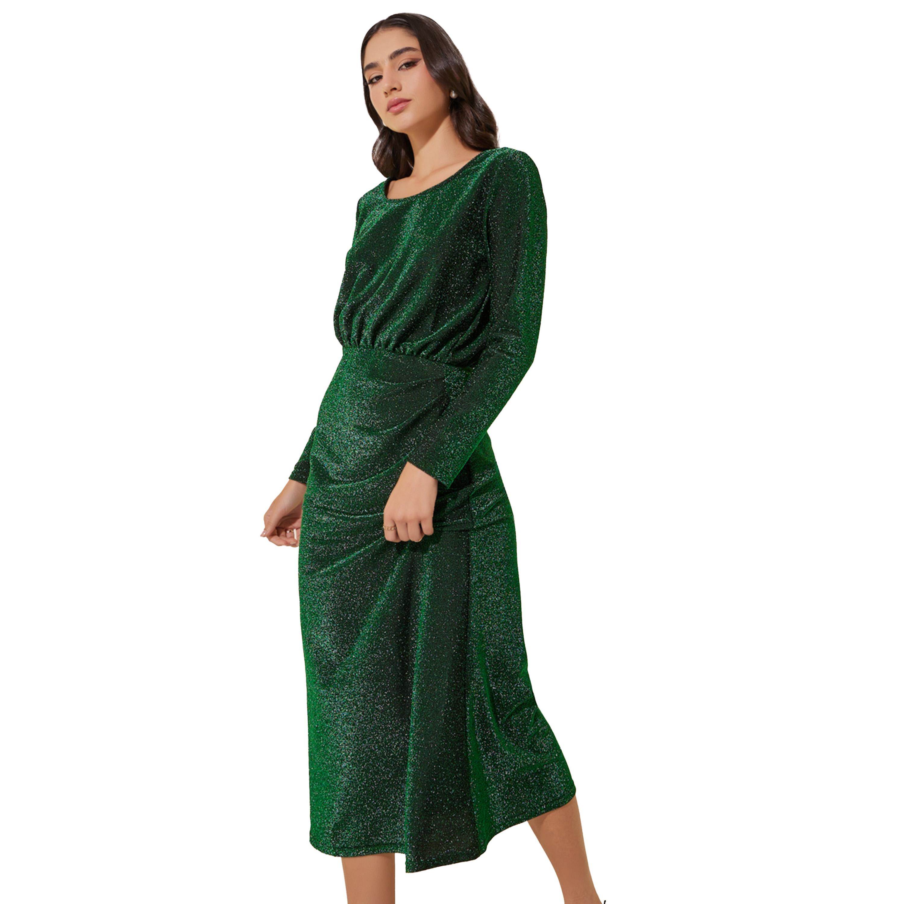 Take Two Metallic Design Long Sleeves Sheath Midi Dress-women-clothing-dresses-image-3