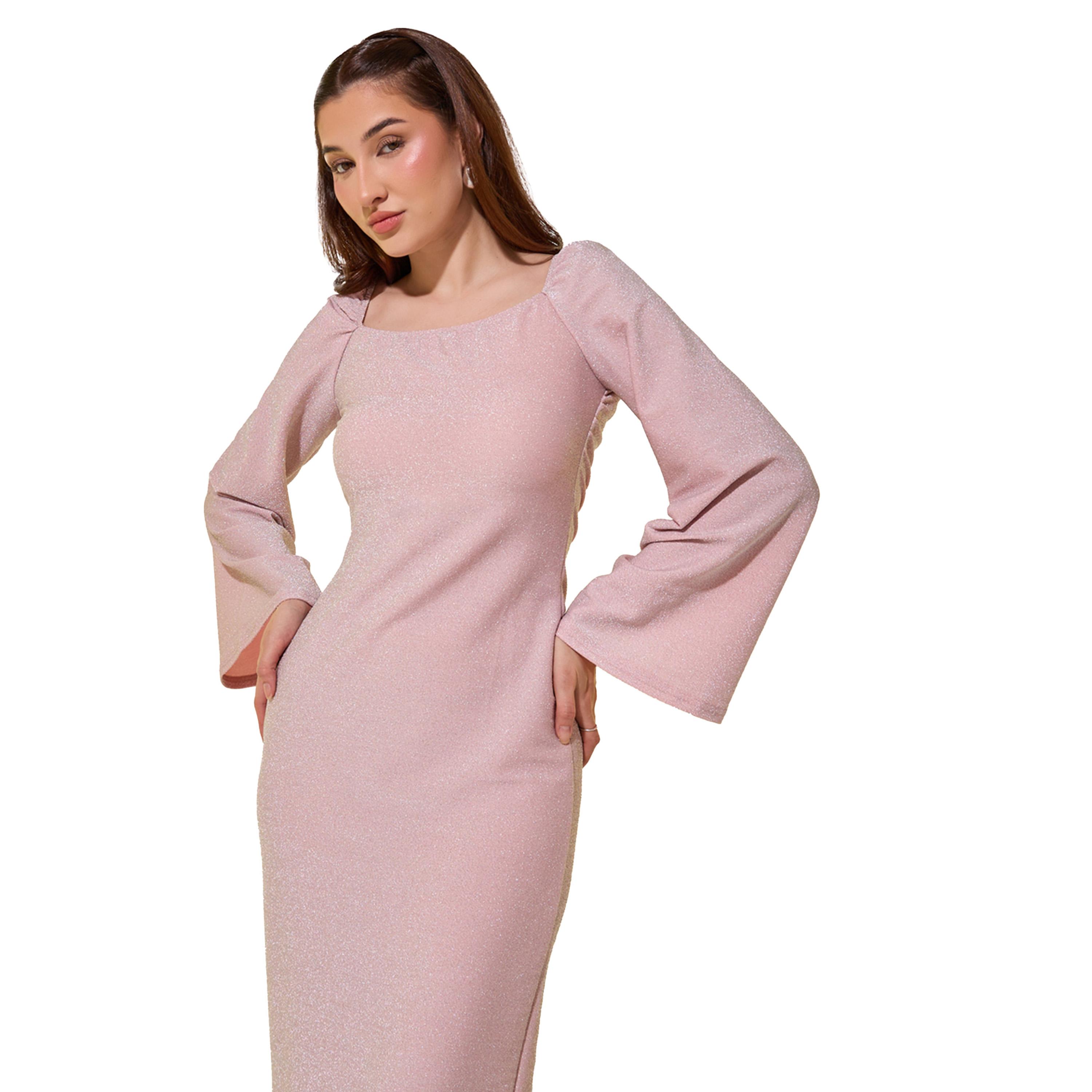 فستان ميدي بحافة واسعة وأكمام جرس-women-clothing-dresses-image-3