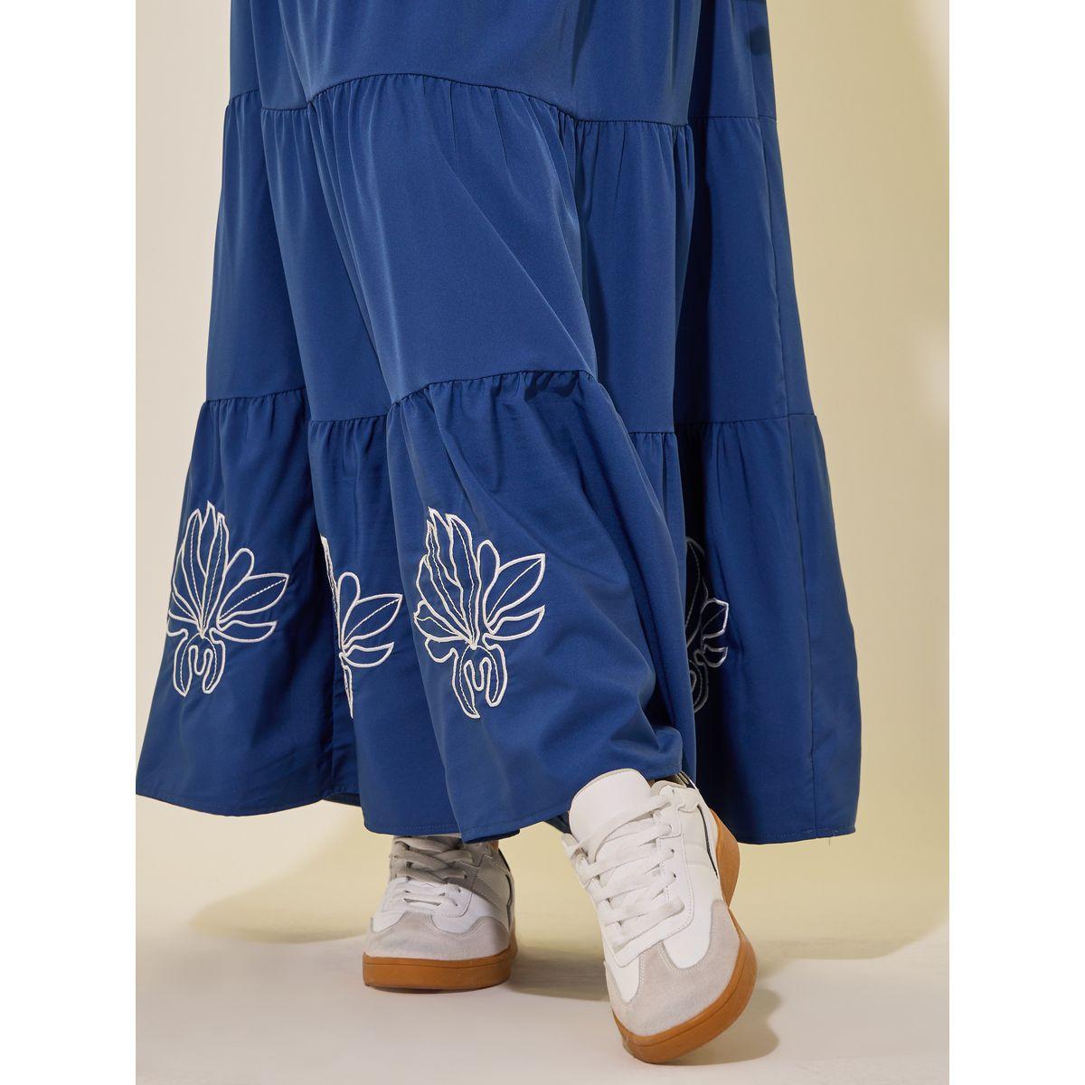 فستان طويل بتفاصيل كسرات مع أكمام منفوخة-women-clothing-dresses-image-4