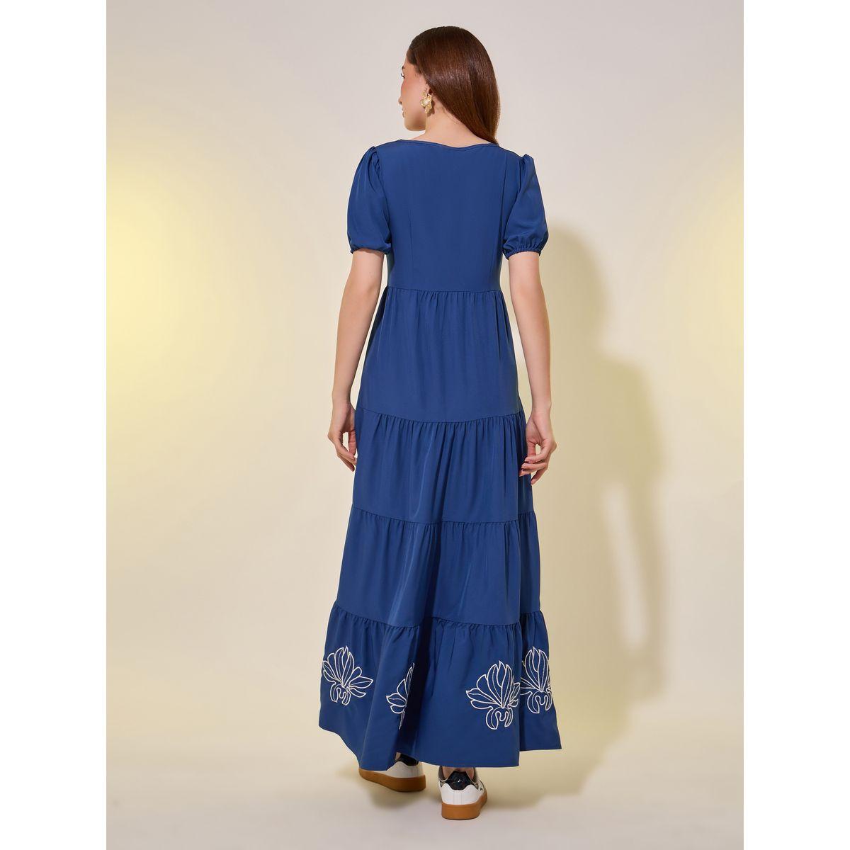 فستان طويل بتفاصيل كسرات مع أكمام منفوخة-women-clothing-dresses-image-5