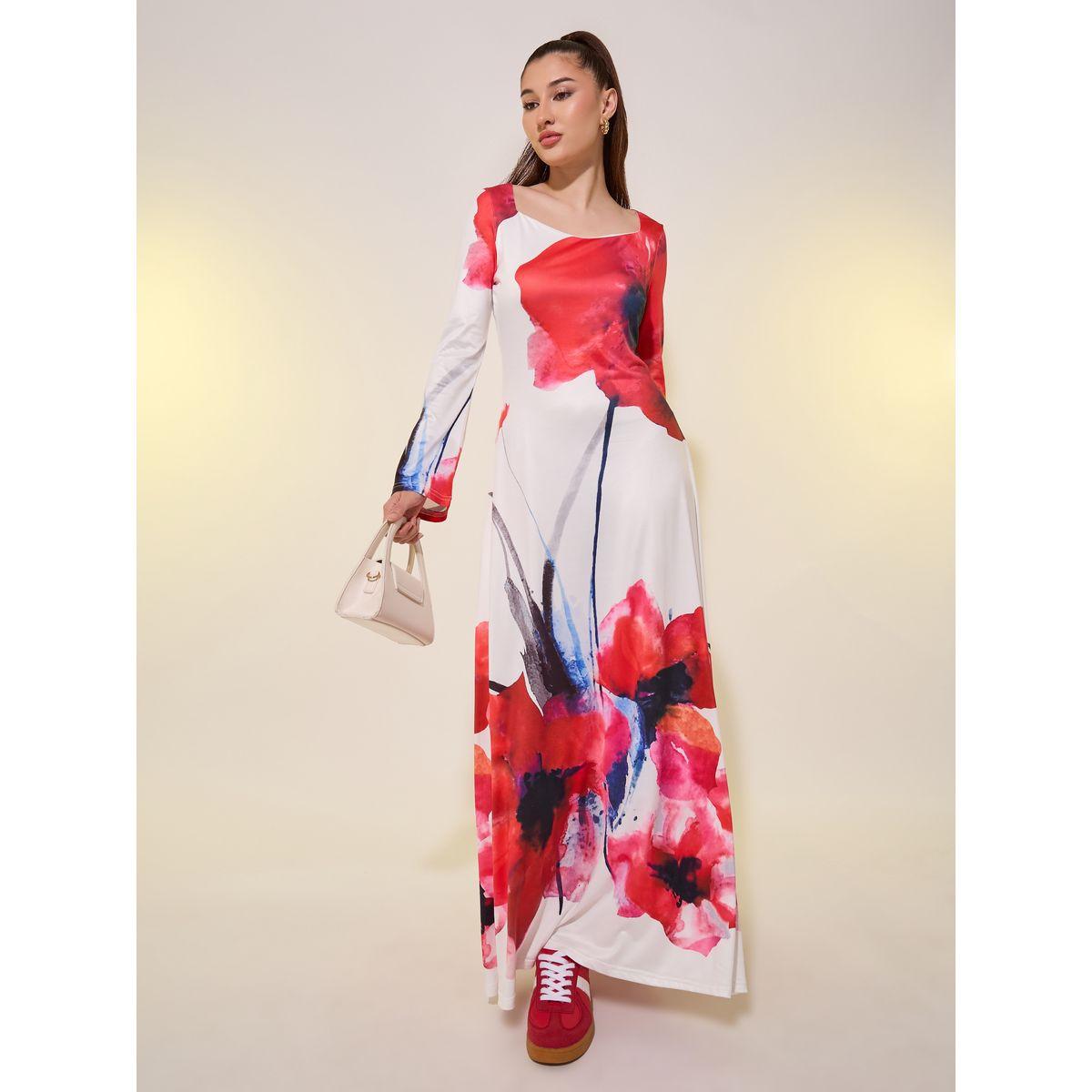Styli Floral Print Long Sleeves A-Line Maxi Dress-women-clothing-dresses-image-1