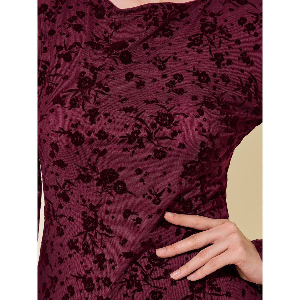Styli Floral Burnout Jacquard Long Sleeves A-Line Maxi Dress-women-clothing-dresses-image-4