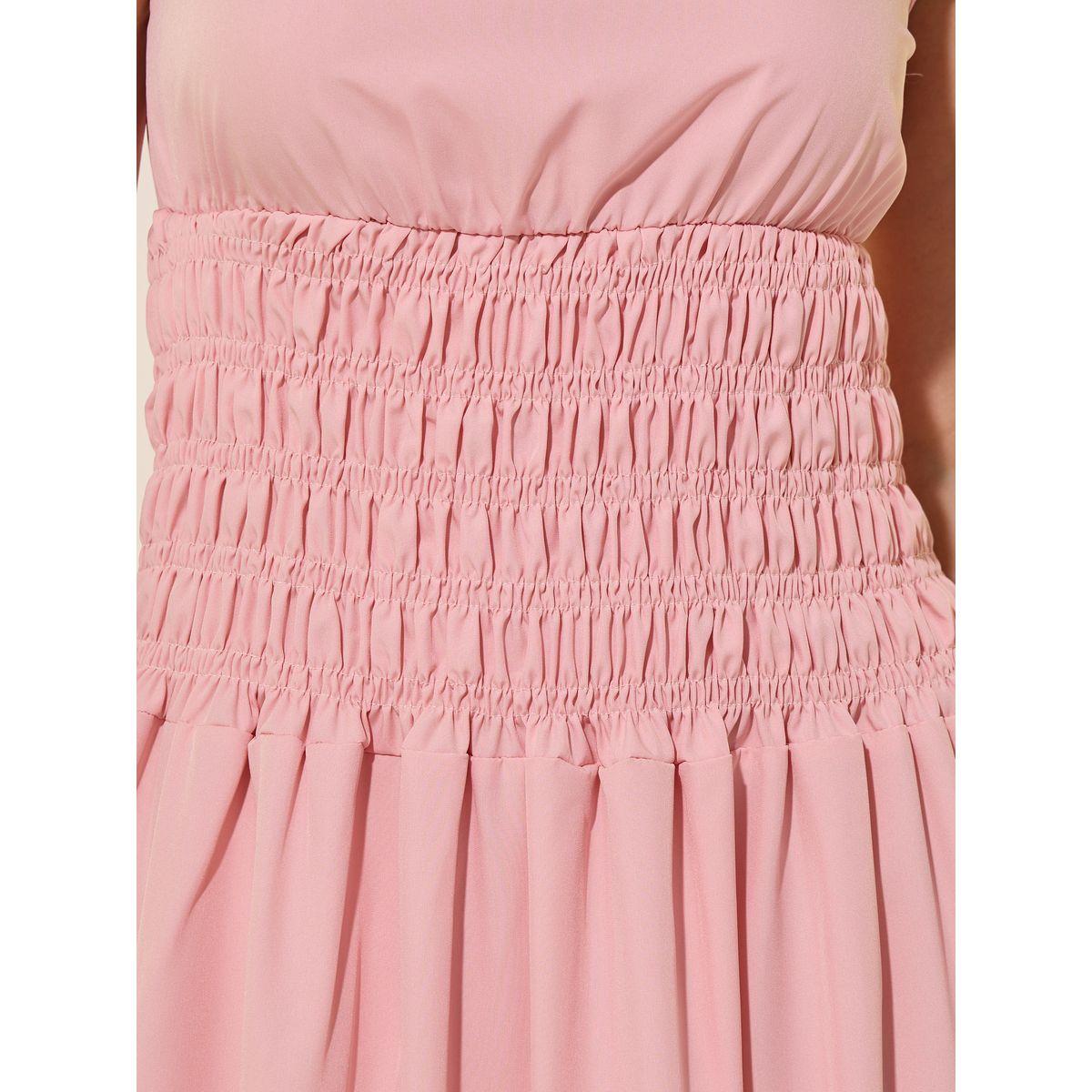 فستان ميدي سادة بلا أكمام مع حافة واسعة-women-clothing-dresses-image-4