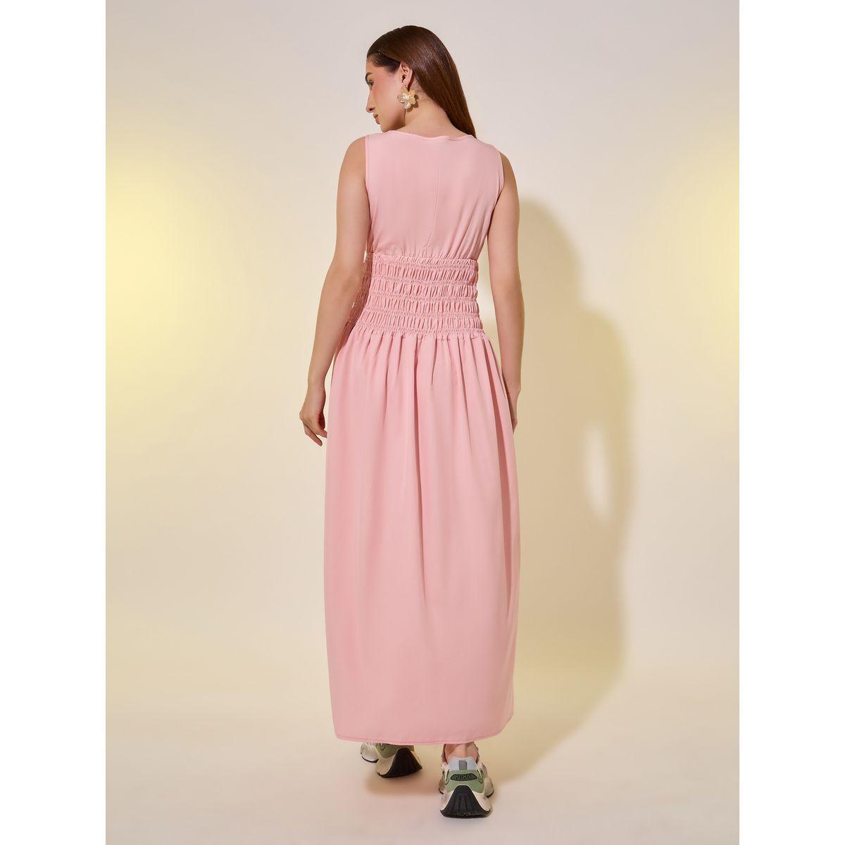 فستان ميدي سادة بلا أكمام مع حافة واسعة-women-clothing-dresses-image-5