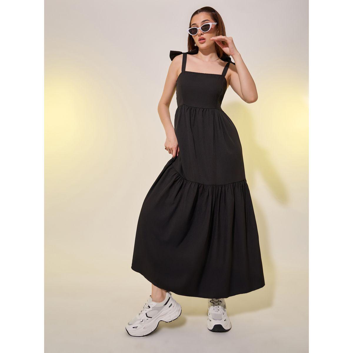 فستان ميدي سادة بحمالات وحافة واسعة-women-clothing-dresses-image-1