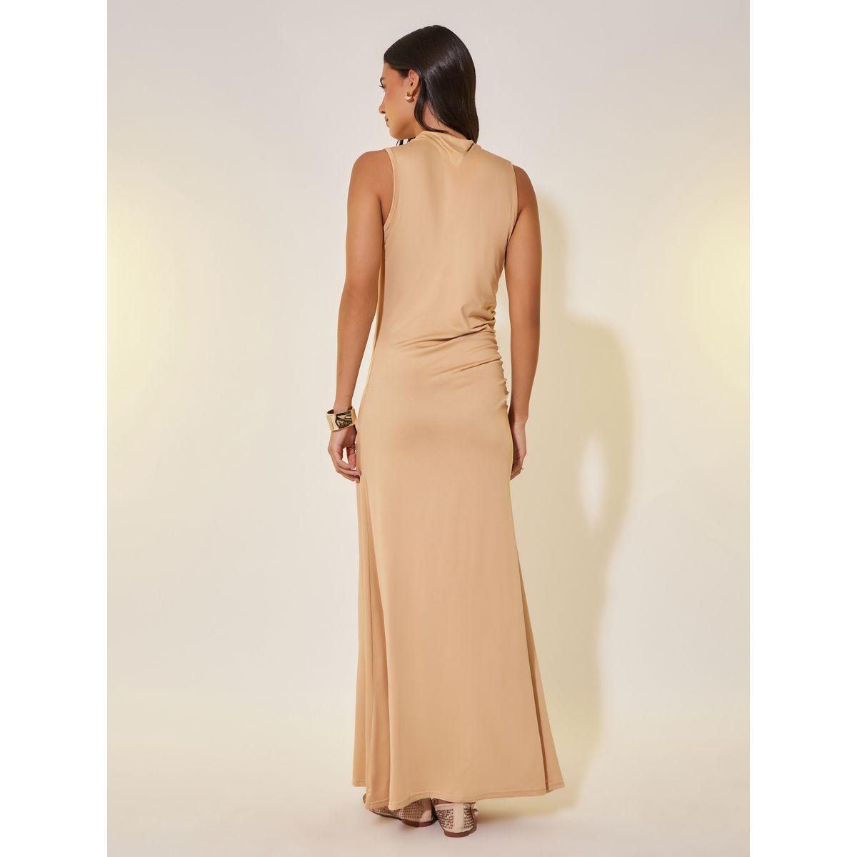 Styli Solid Sleeveless Ruched Waist A-Line Midi Dress-women-clothing-dresses-image-5