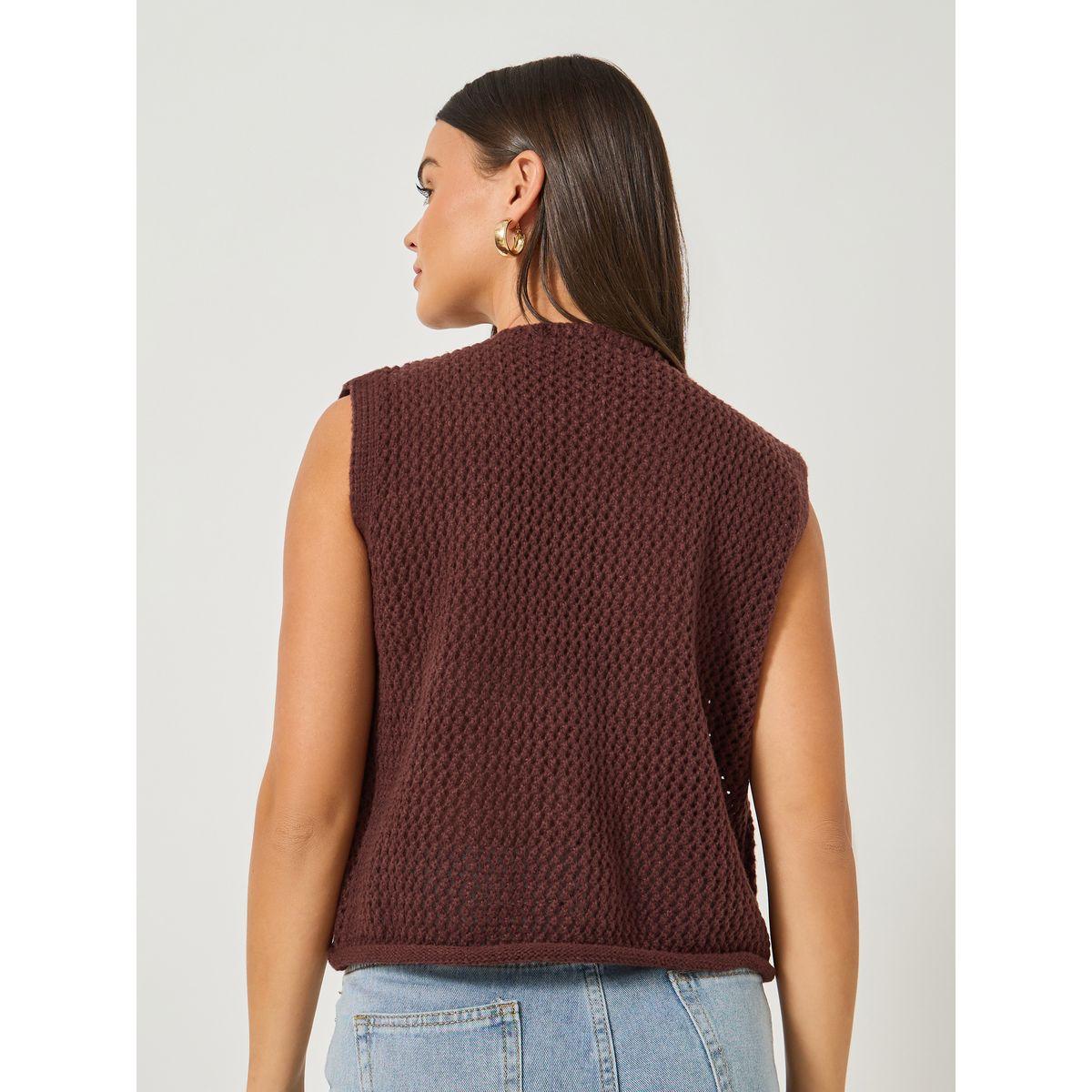 بلوزة محبوكة بلا أكمام مع أزرار-women-clothing-tshirts-image-5