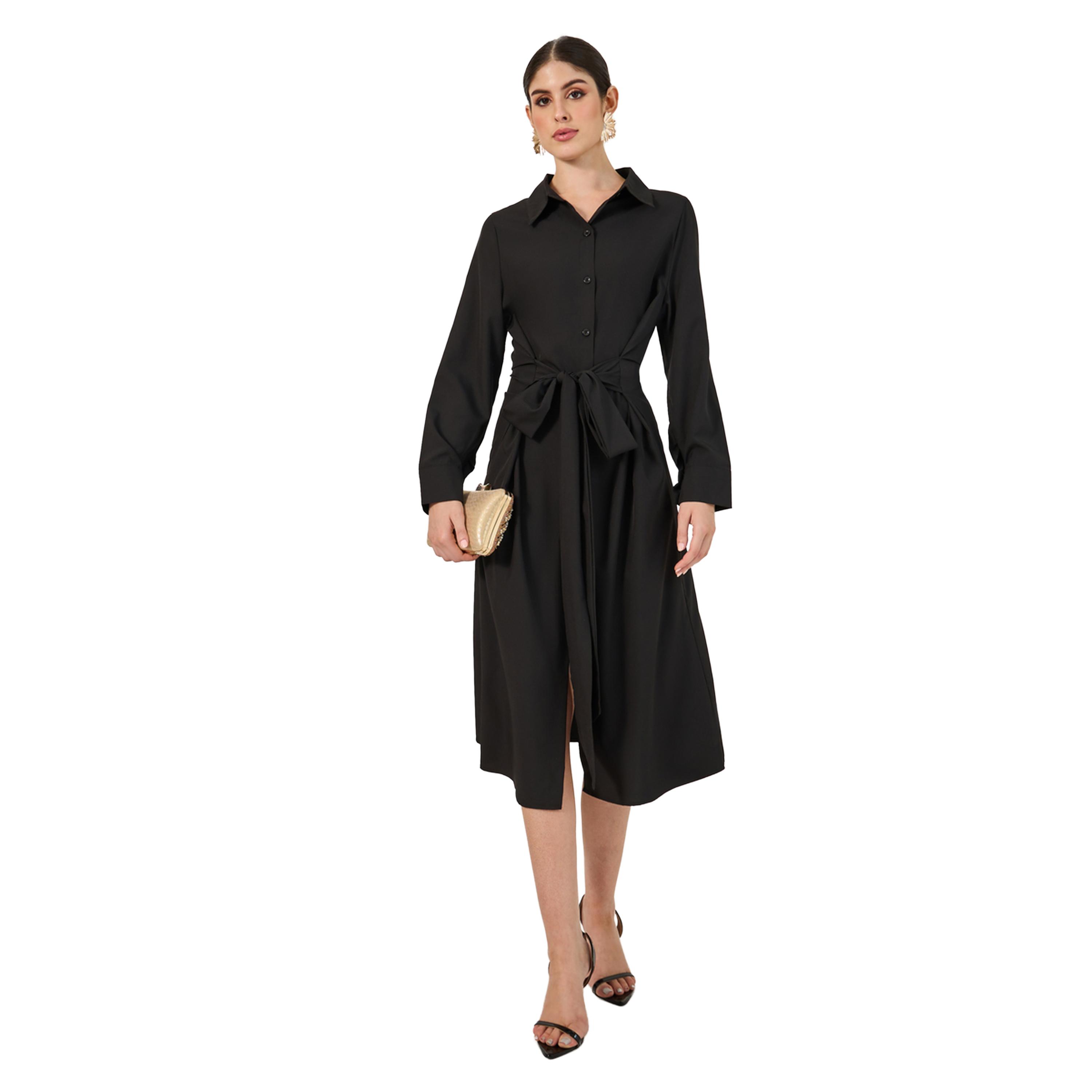 ستايلي - فستان متوسط الطول بأكمام طويلة وقميص-women-clothing-dresses-image-2
