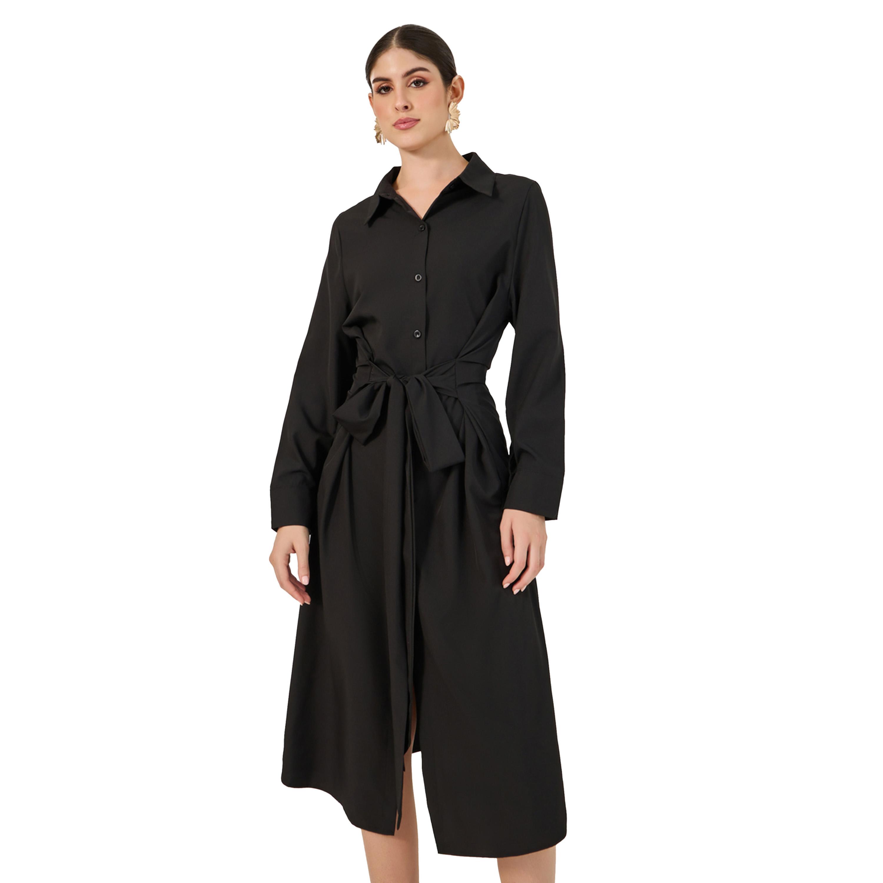 ستايلي - فستان متوسط الطول بأكمام طويلة وقميص-women-clothing-dresses-image-3