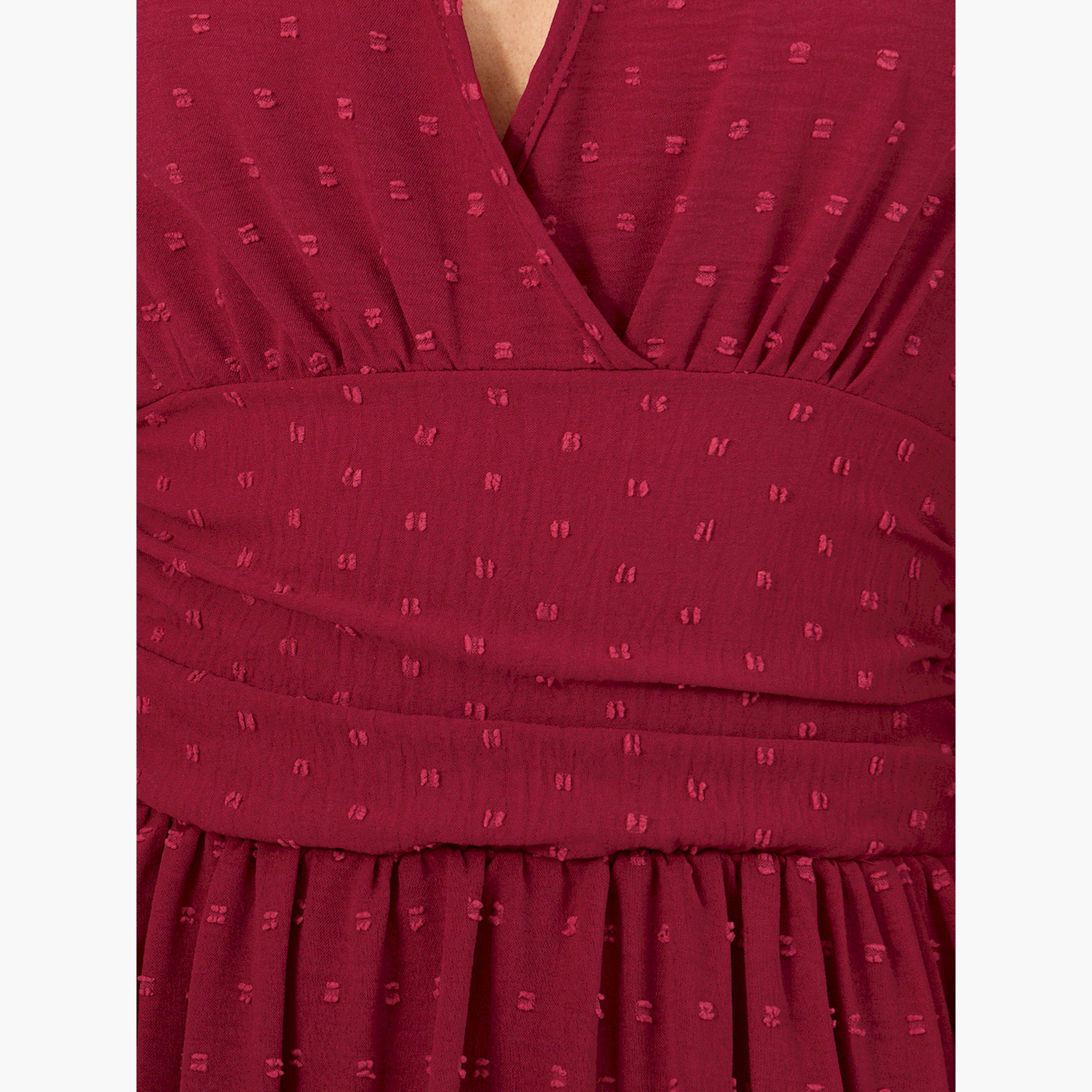 Styli Dobby Design V Neck A-Line Midi Dress-women-clothing-dresses-image-4