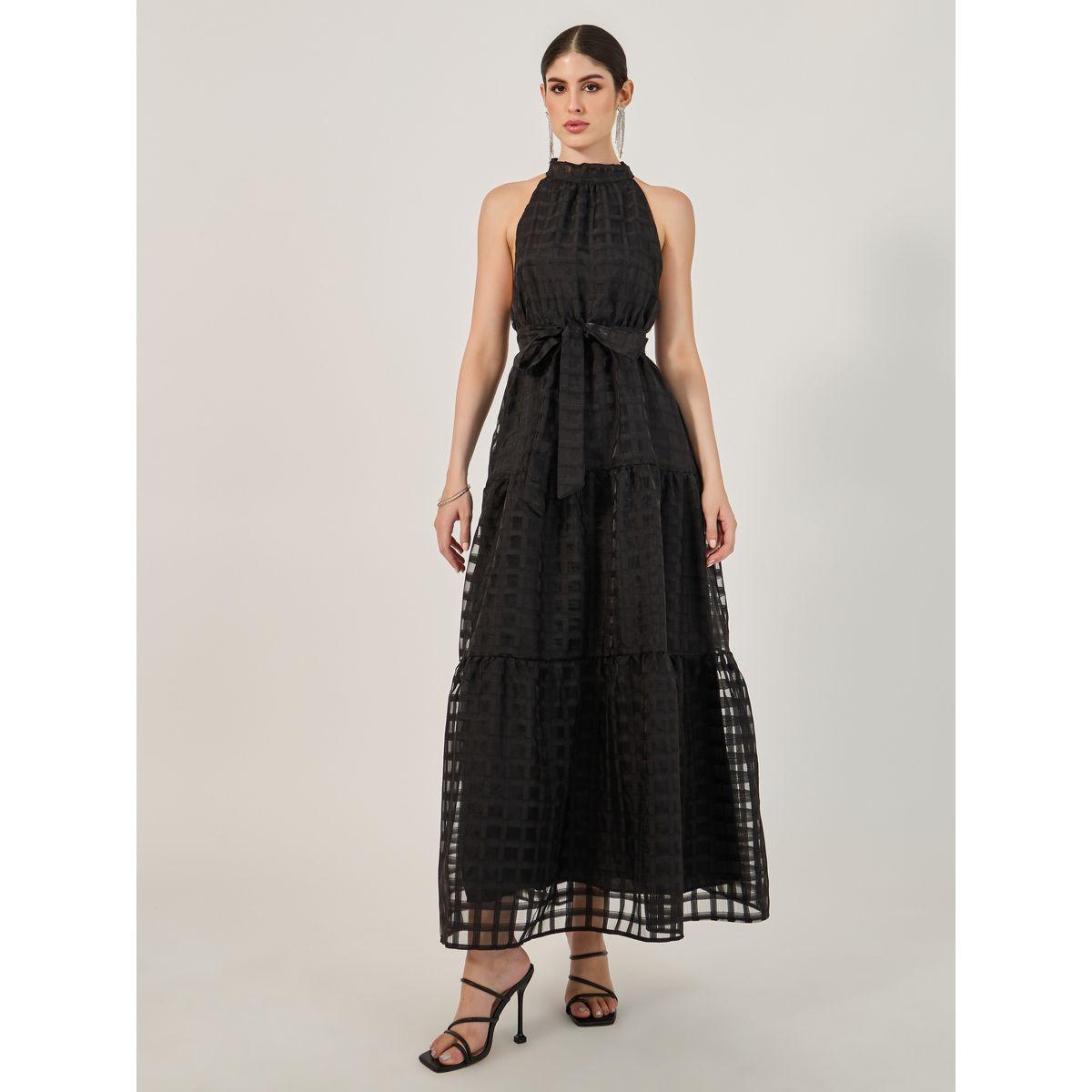 Styli Mesh Inserted Halter Neck Tiered Maxi Dress-women-clothing-dresses-image-2