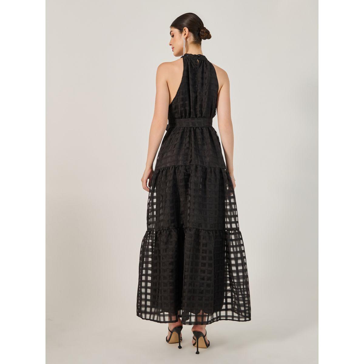 Styli Mesh Inserted Halter Neck Tiered Maxi Dress-women-clothing-dresses-image-5
