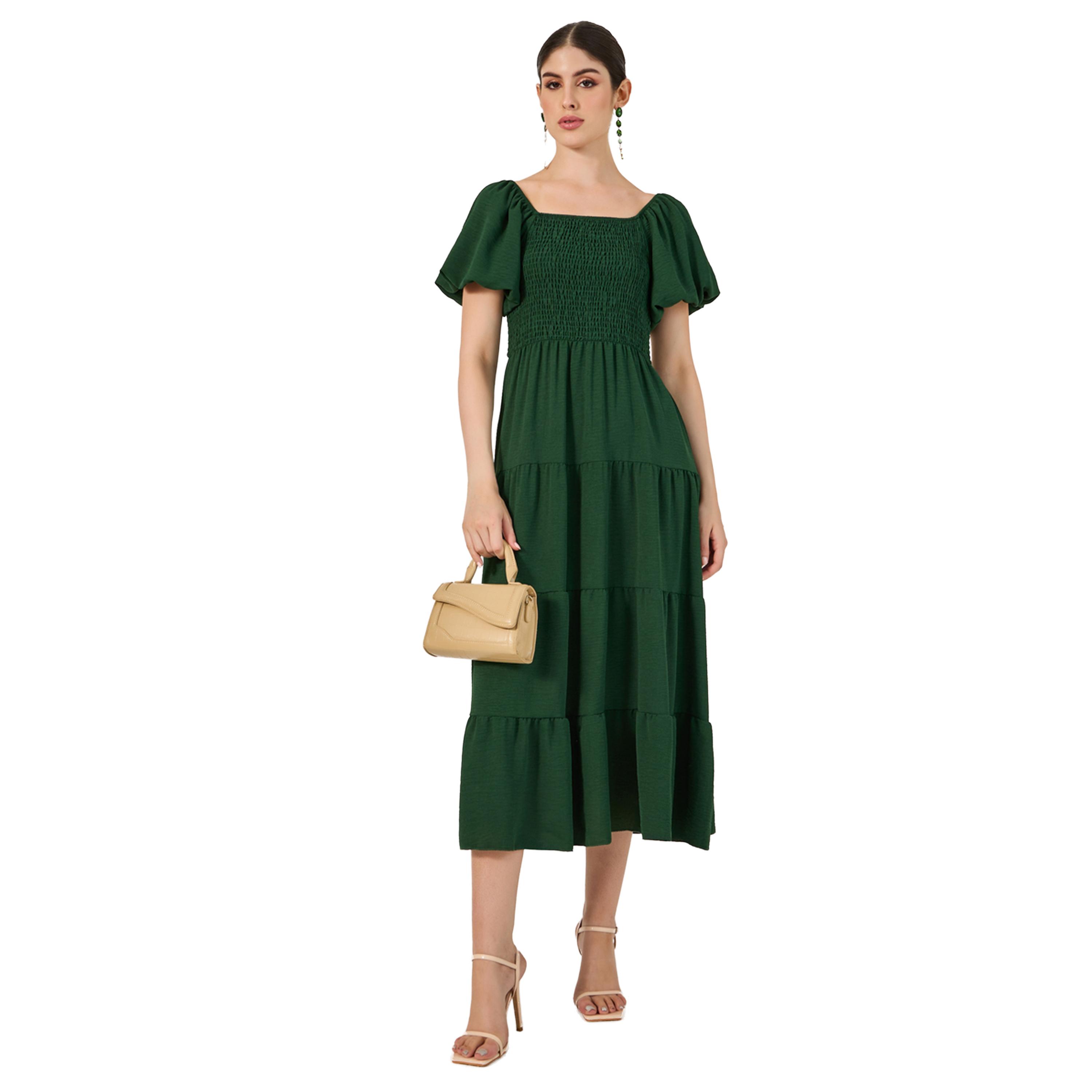 Styli Plain Smocked Tiered Midi Dress-women-clothing-dresses-image-1