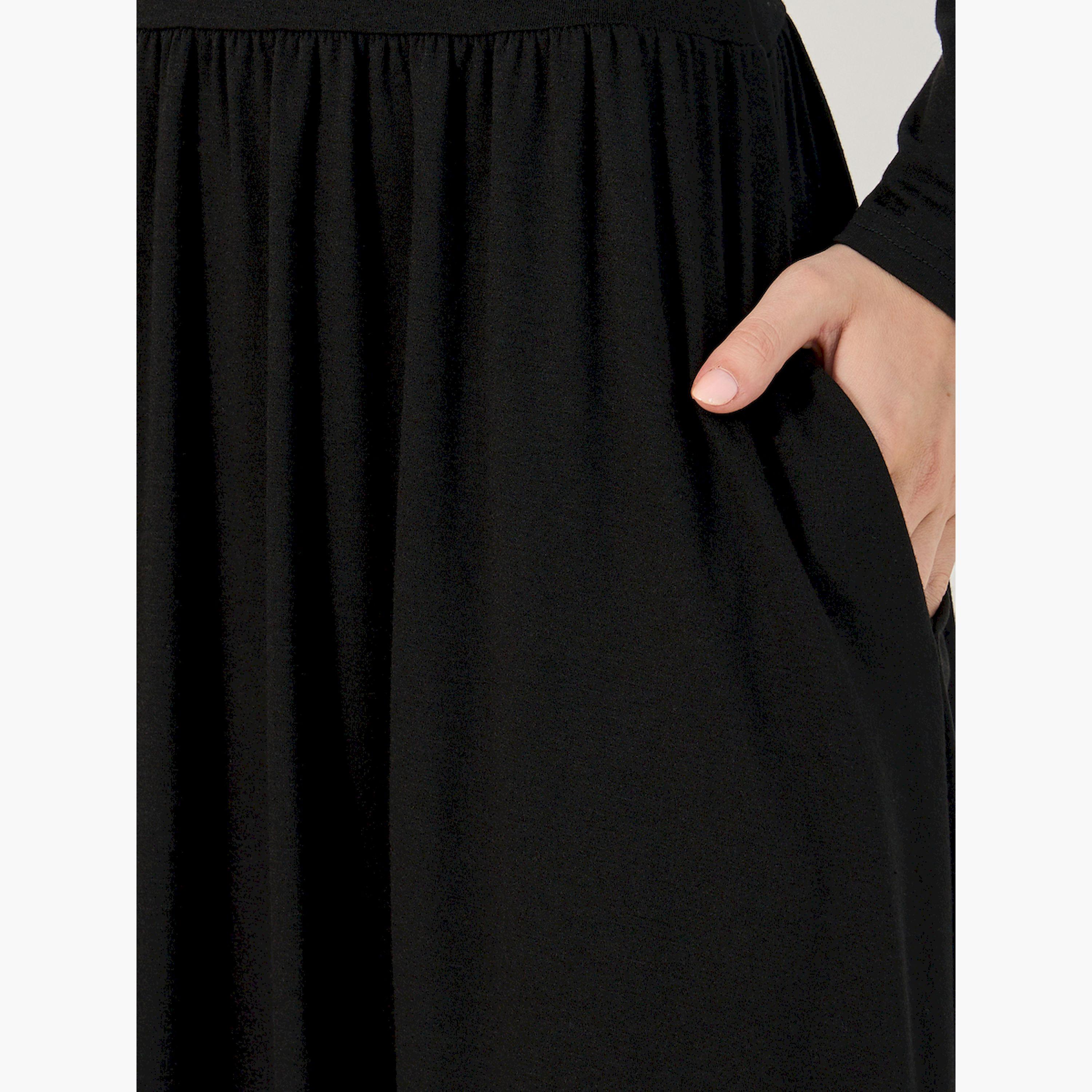 Styli Plain Long Sleeves A-Line Maxi Dress-women-clothing-dresses-image-4