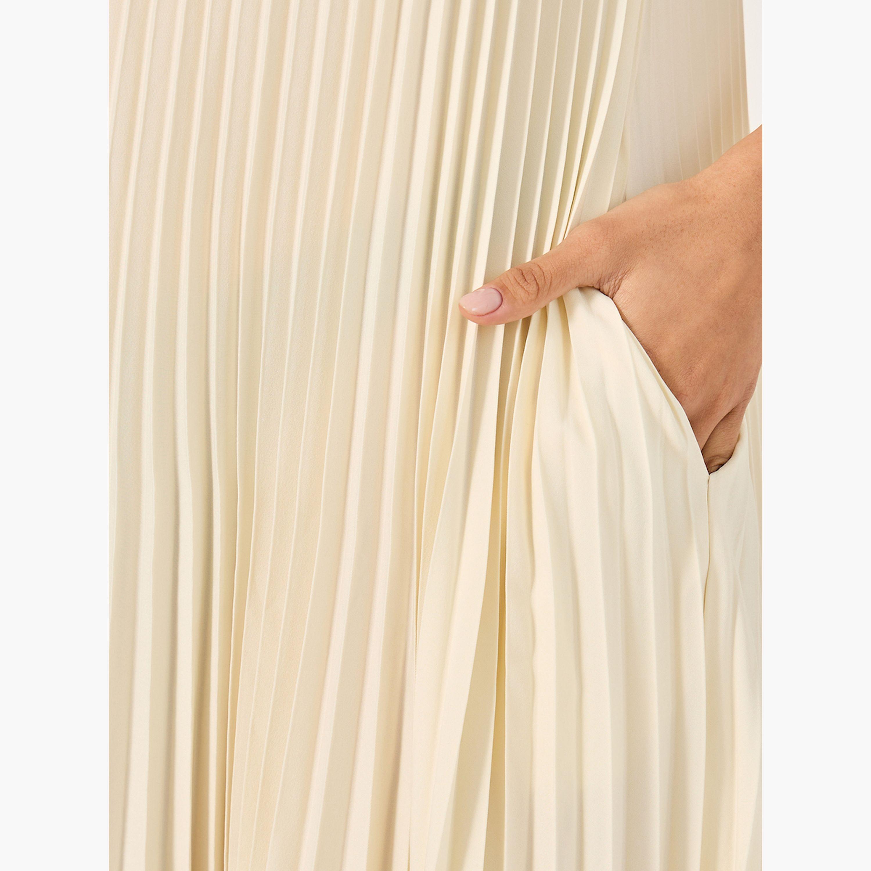 Styli Pleated Short Sleeves A-Line Maxi Dress-women-clothing-dresses-image-5