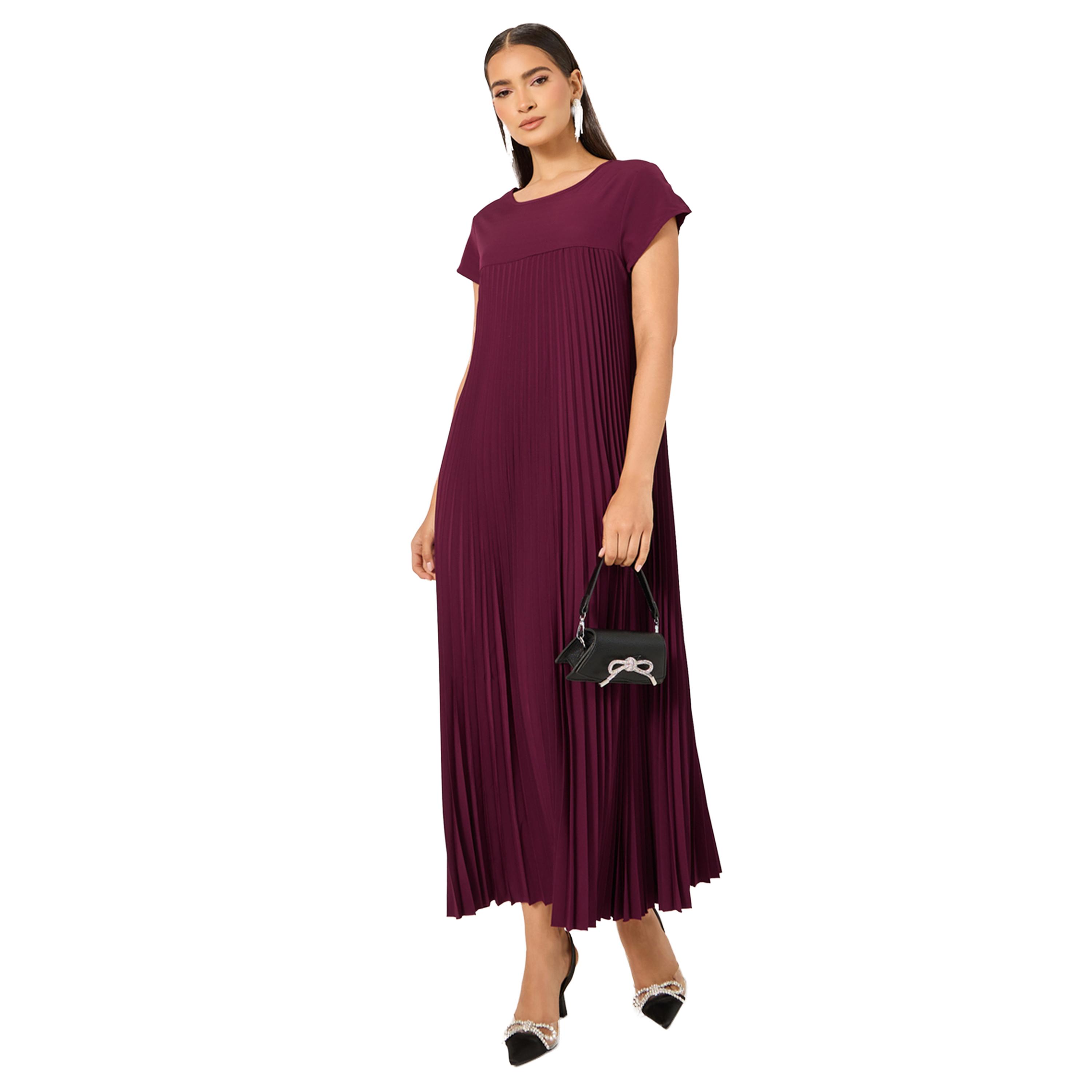 ستايلي - فستان ماكسي بأكمام قصيرة على شكل حرف A-women-clothing-dresses-image-1