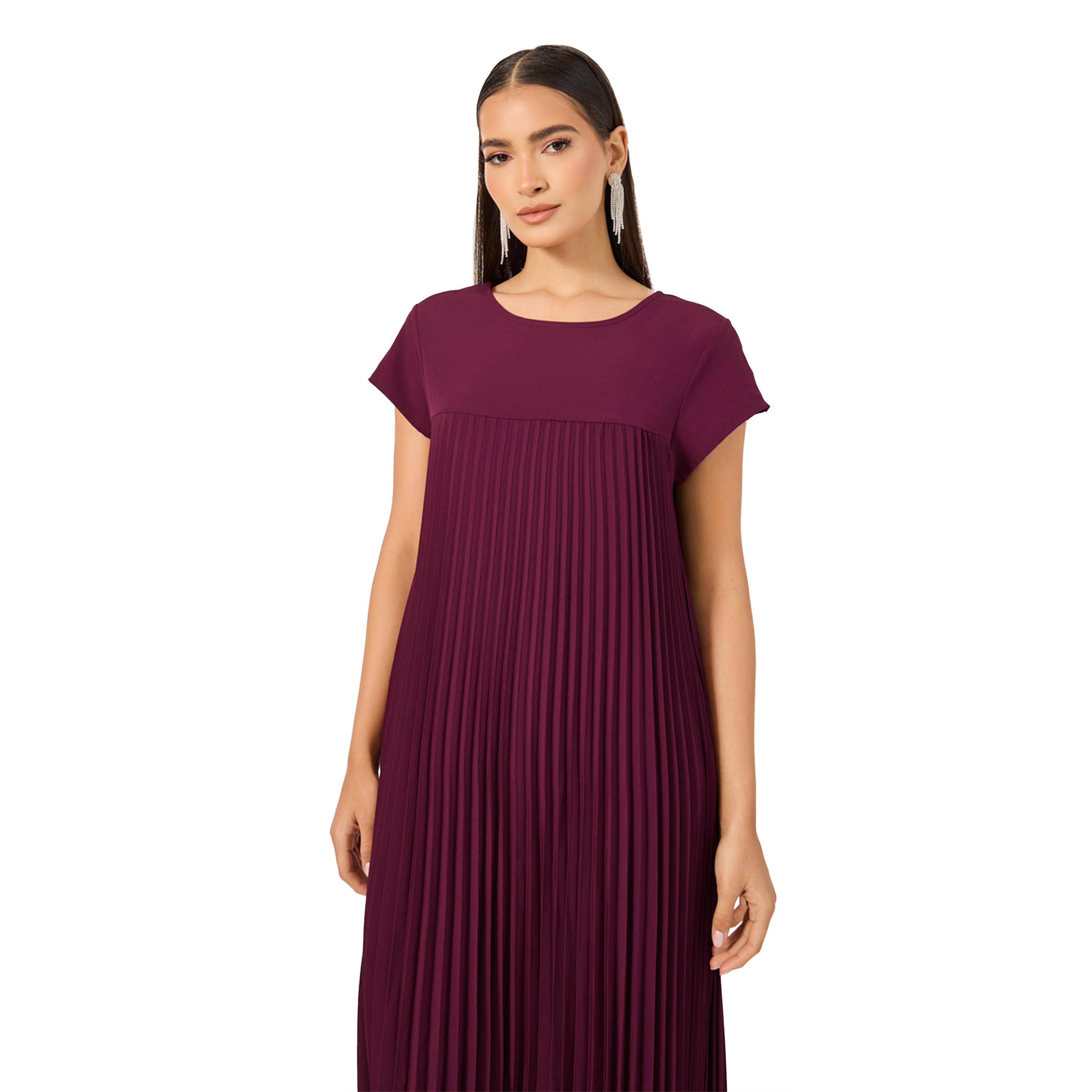 ستايلي - فستان ماكسي بأكمام قصيرة على شكل حرف A-women-clothing-dresses-image-3