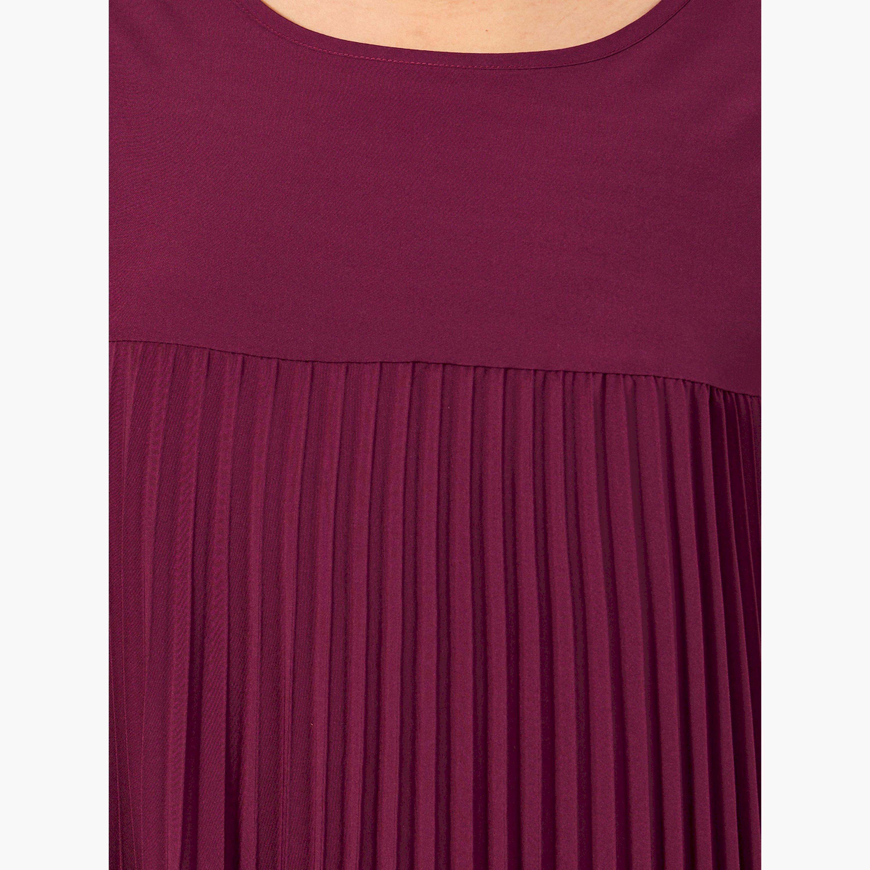Styli Pleated Short Sleeves A-Line Maxi Dress-women-clothing-dresses-image-4