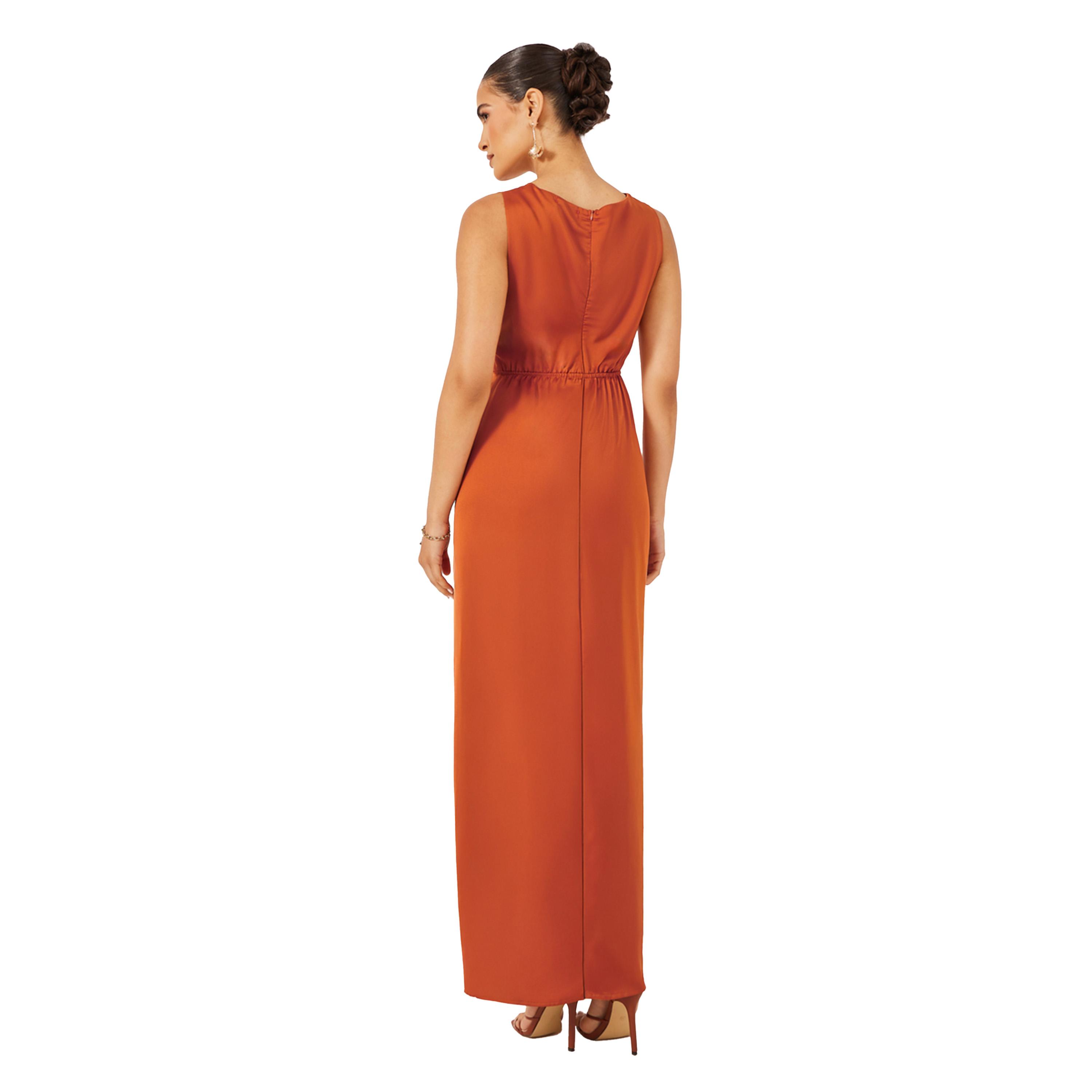 Styli Satin Front Knot Sleeveless Sheath Maxi Dress-women-clothing-dresses-image-5