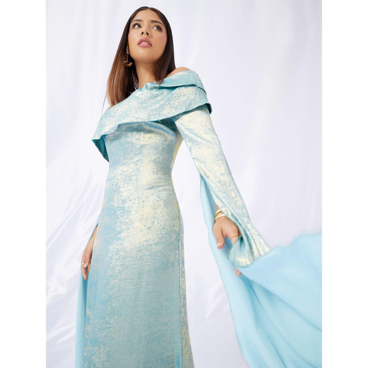 فستان طويل بأكتاف مكشوفة وأكمام طويلة-women-clothing-dresses-image-1