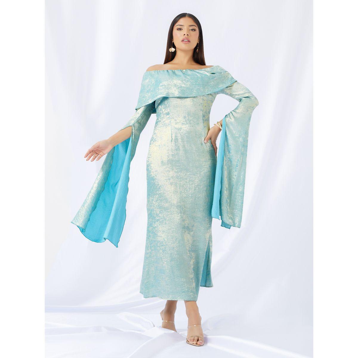 فستان طويل بأكتاف مكشوفة وأكمام طويلة-women-clothing-dresses-image-2