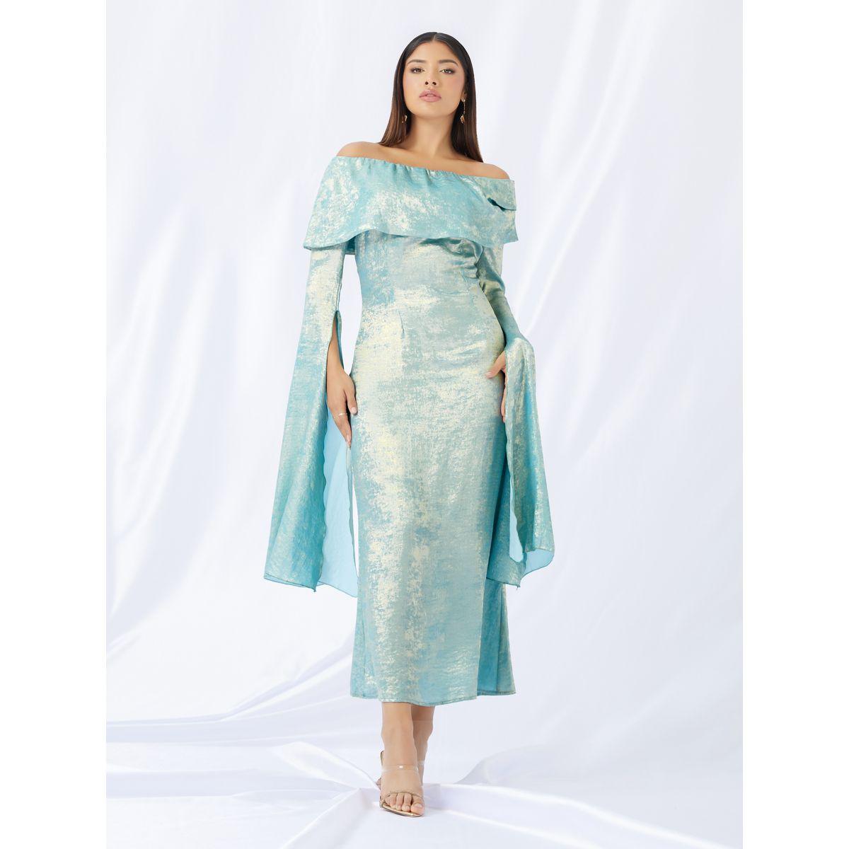 فستان طويل بأكتاف مكشوفة وأكمام طويلة-women-clothing-dresses-image-3