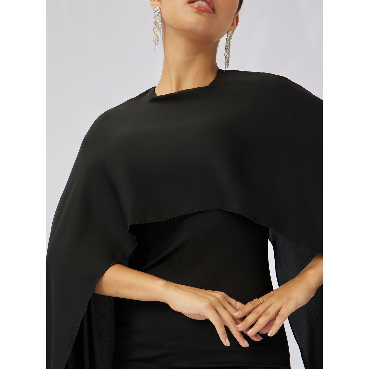 Styli Solid Cape Sleeve Cape Maxi Dress-women-clothing-dresses-image-4