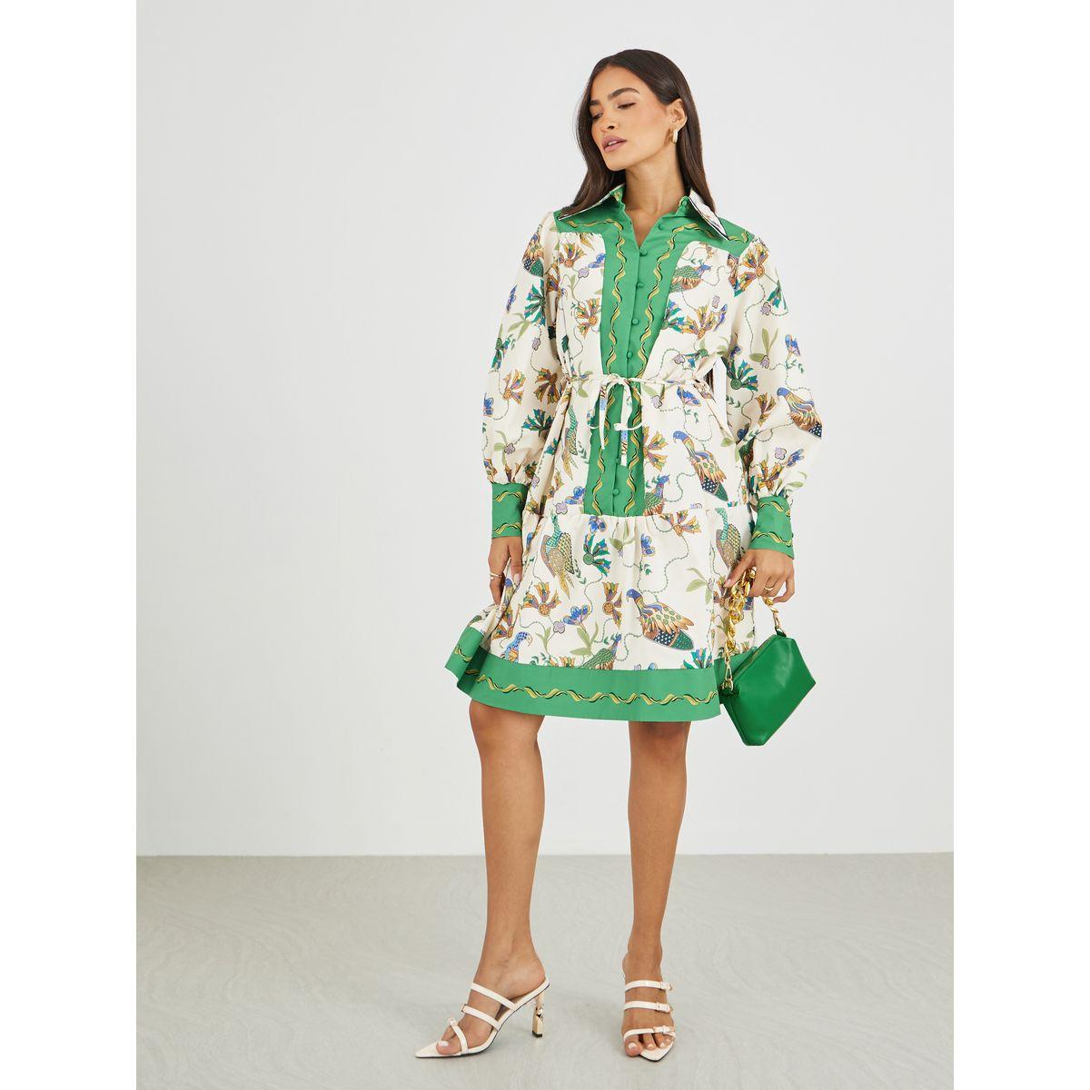 Styli Printed Long Sleeves Shirt Knee-Length Dress-women-clothing-dresses-image-2