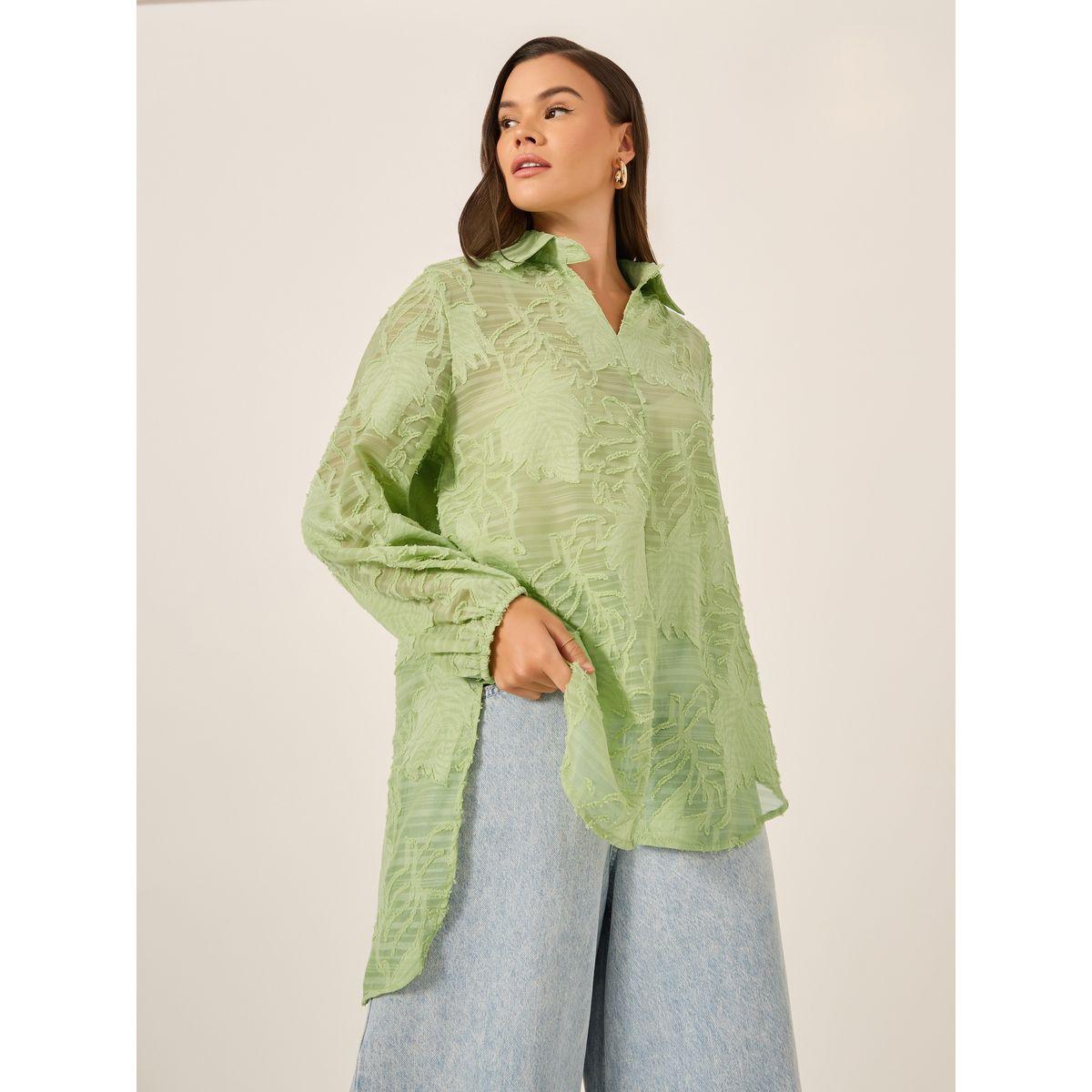 Styli Textured Spread Collar Regular Fit Shirt-women-clothing-shirtsandblouses-shirts-image-3