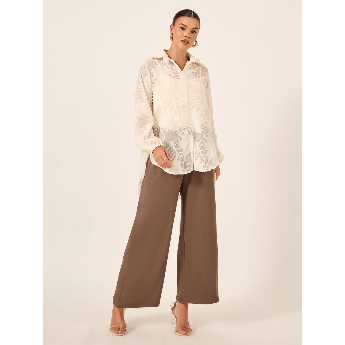 Styli Floral Burn Out Textured Spread Collar Shirt-women-clothing-shirtsandblouses-shirts-image-1