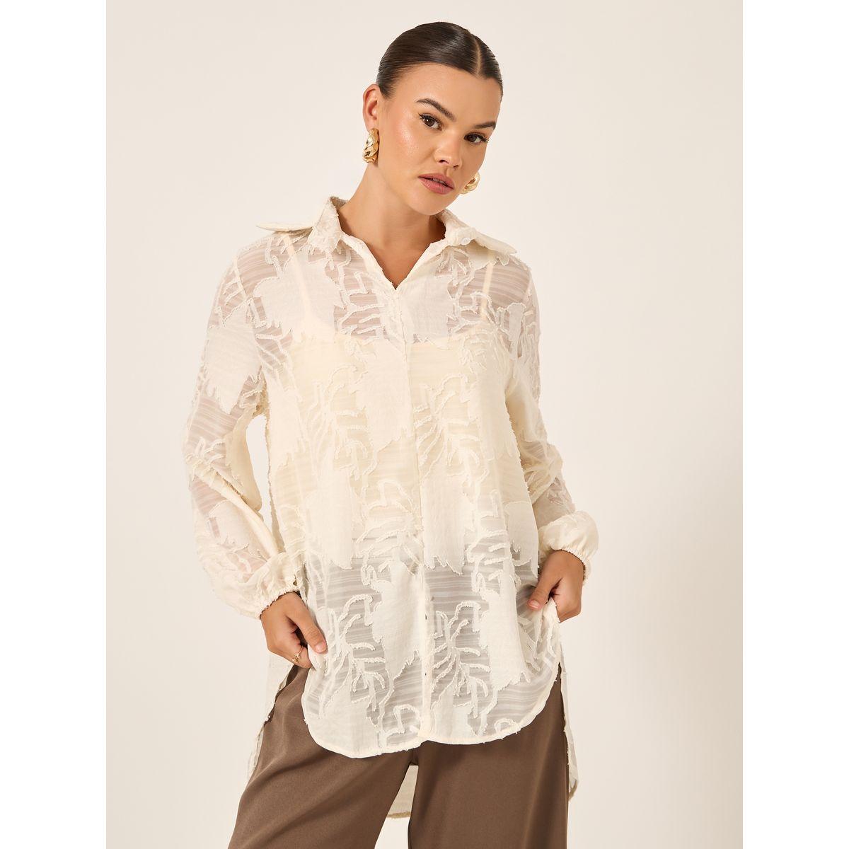 Styli Floral Burn Out Textured Spread Collar Shirt-women-clothing-shirtsandblouses-shirts-image-2