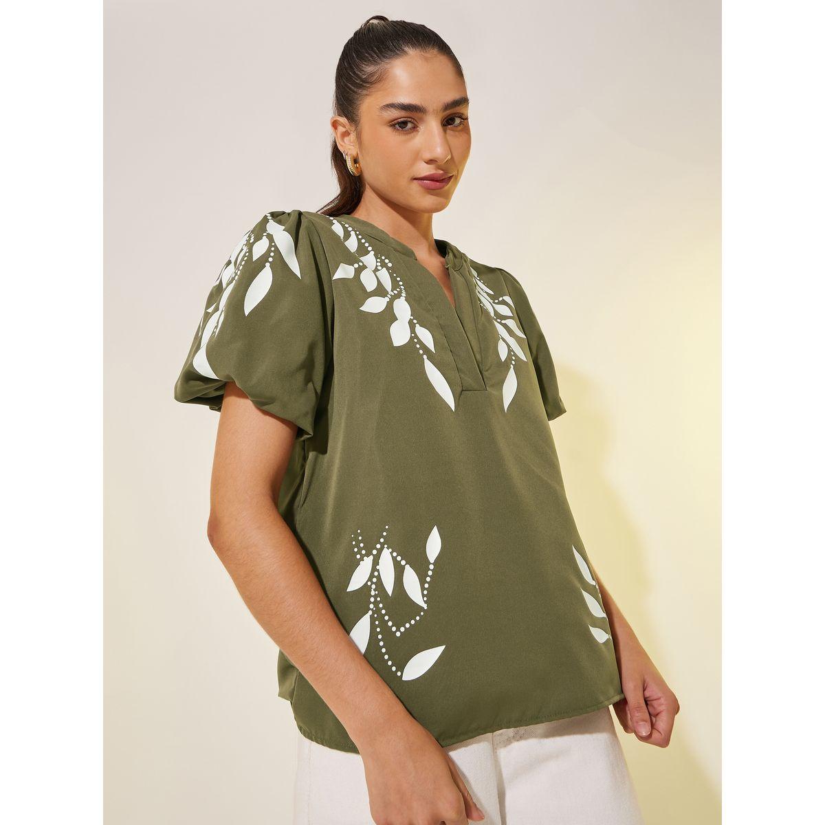 بلوزة بطبعة جرافيك وأكمام منفوخة-women-clothing-shirtsandblouses-blouses-image-1