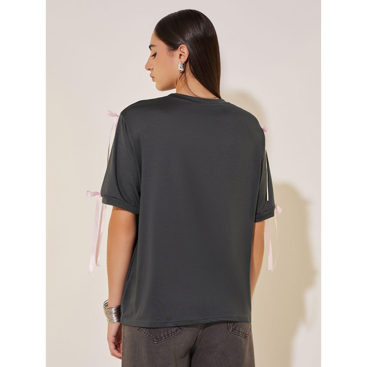 Styli Round Neck Bow Tie Detailed T-Shirt-women-clothing-tshirts-image-4