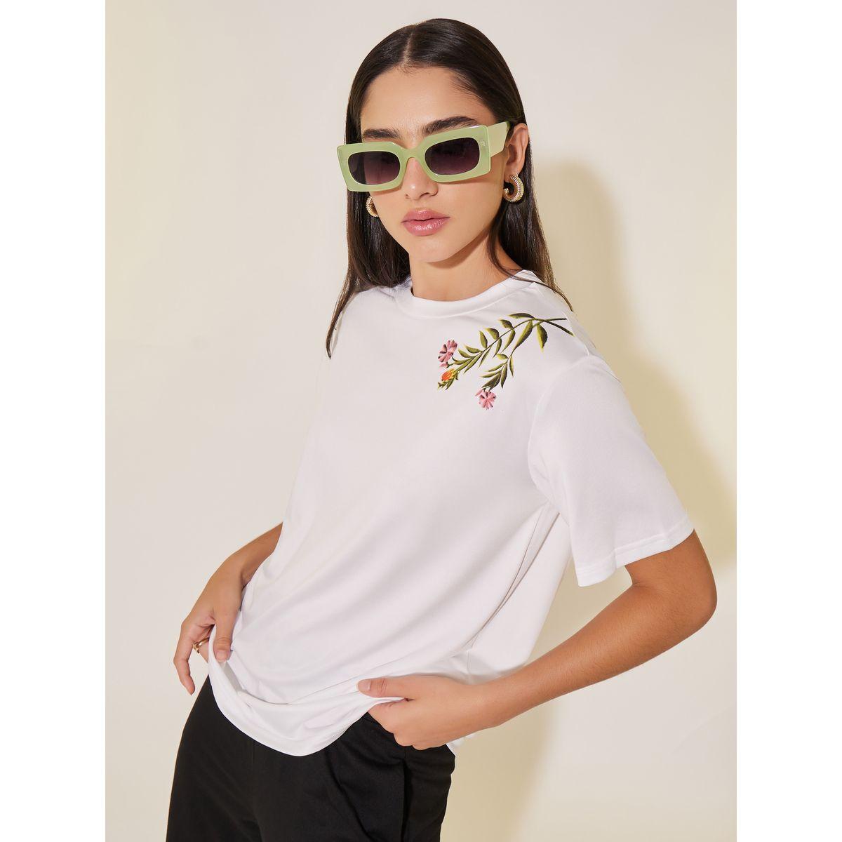 Styli Floral Print Round Neck T-shirt-women-clothing-tshirts-image-1
