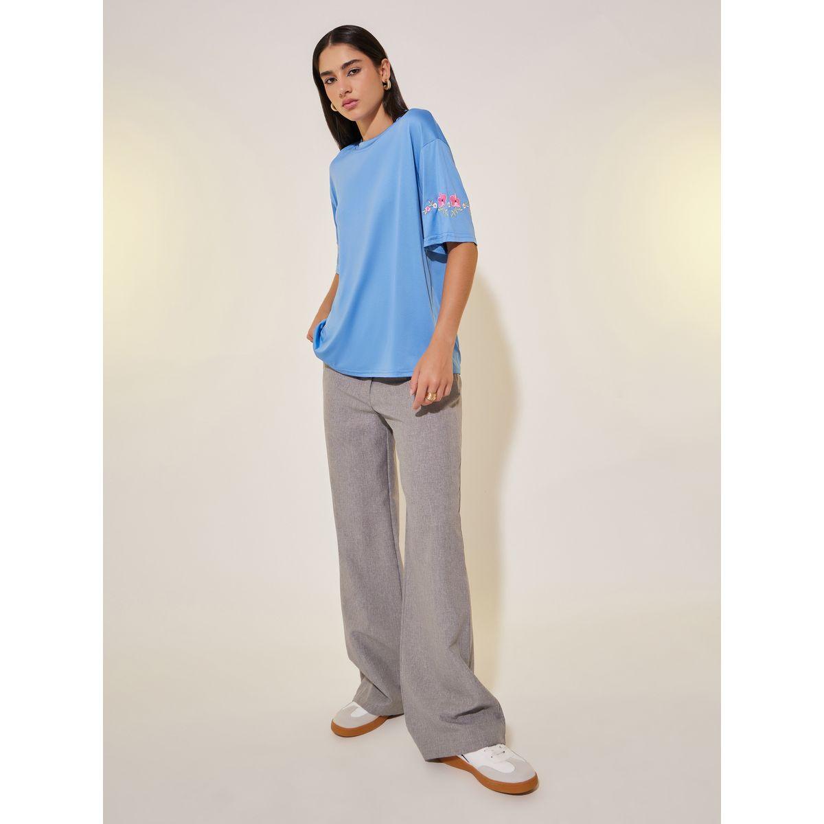 Styli Round Neck Short Sleeve Embroidered T-Shirt-women-clothing-tshirts-image-2