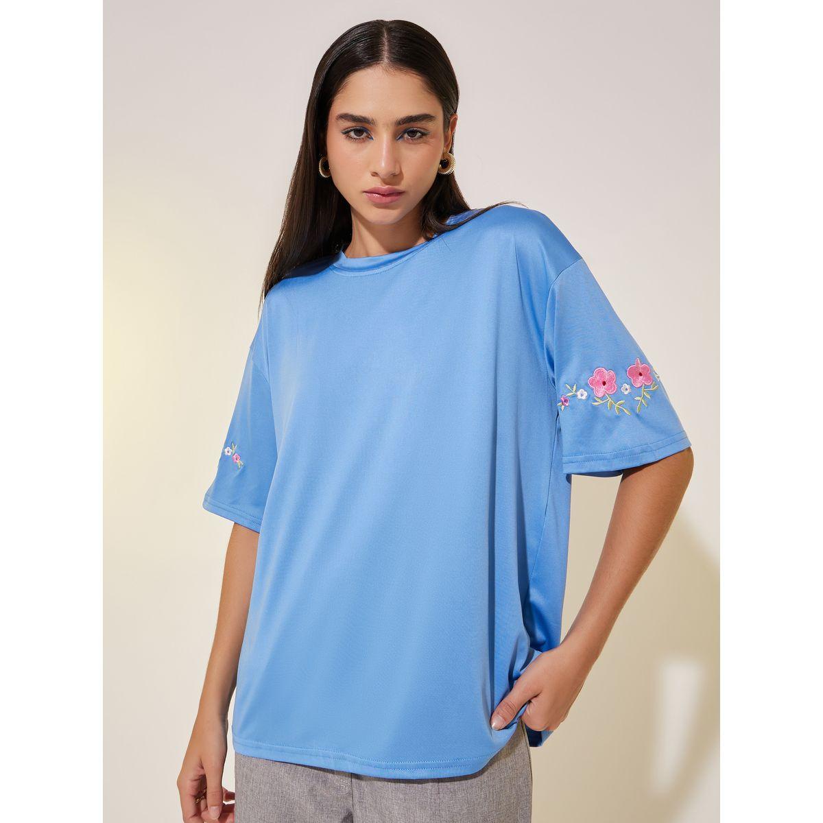 Styli Round Neck Short Sleeve Embroidered T-Shirt-women-clothing-tshirts-image-3