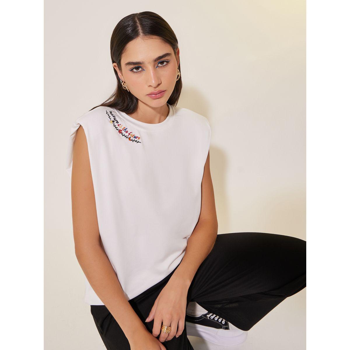 Styli Embroidered Round Neck Sleeveless T-Shirt-women-clothing-tshirts-image-1