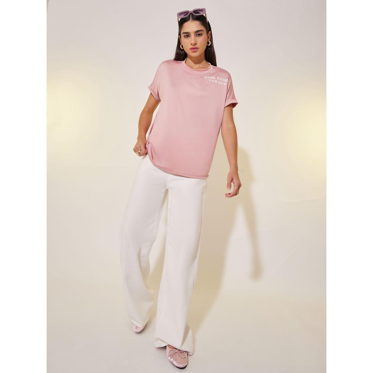 Styli Round Neck Shoulder Slogan T-shirt-women-clothing-tshirts-image-2