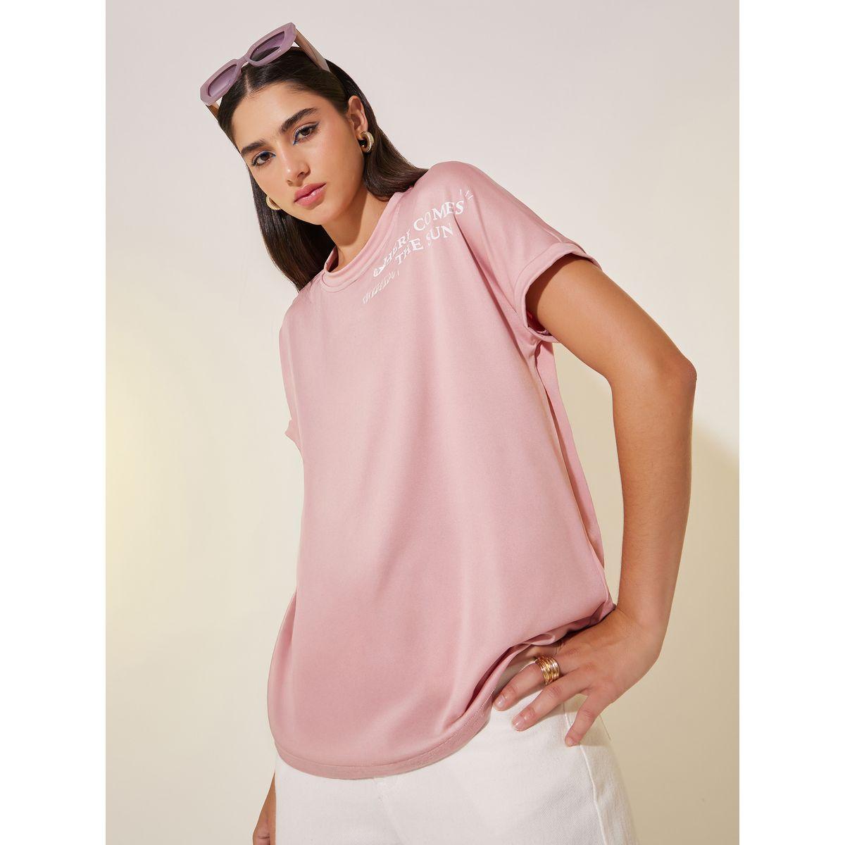 Styli Round Neck Shoulder Slogan T-shirt-women-clothing-tshirts-image-3